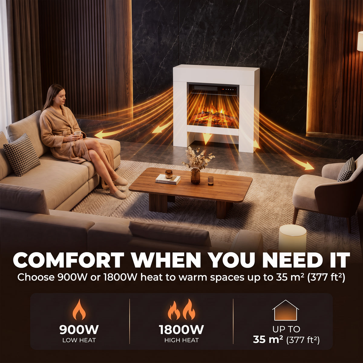 HOMCOM Freestanding Electric Fireplace Suite, Electric Fire and Surround with Shelf, Adjustable Flame Effect, Timer, Remote
