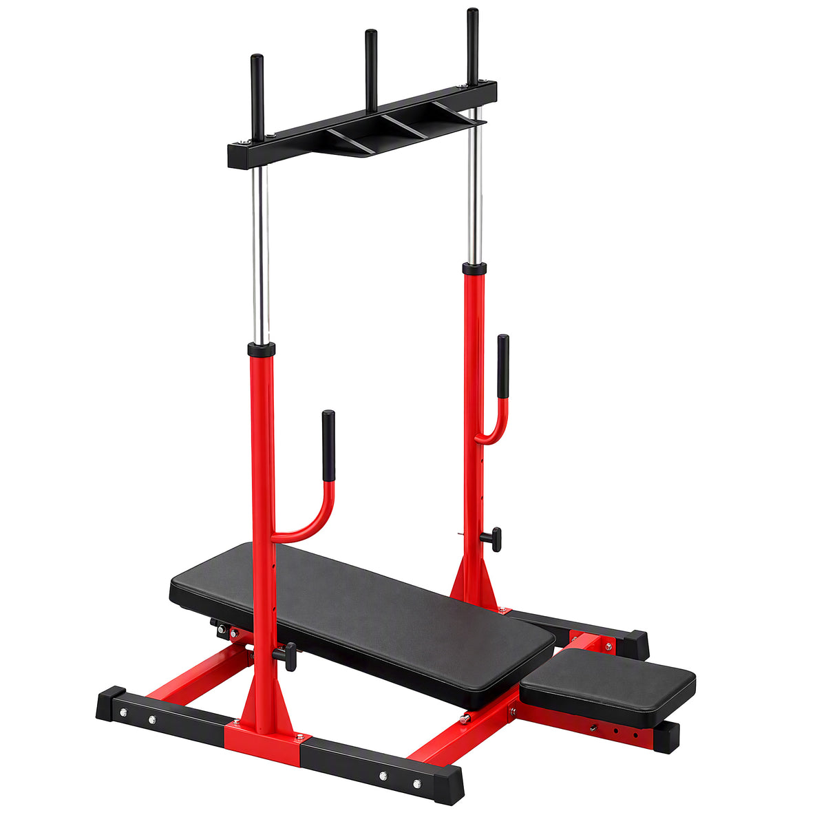 SPORTNOW Vertical Leg Press Machine with Adjustable Leg, Back and Head Positions, 1" Standard Plate Compatible, Red Default Title