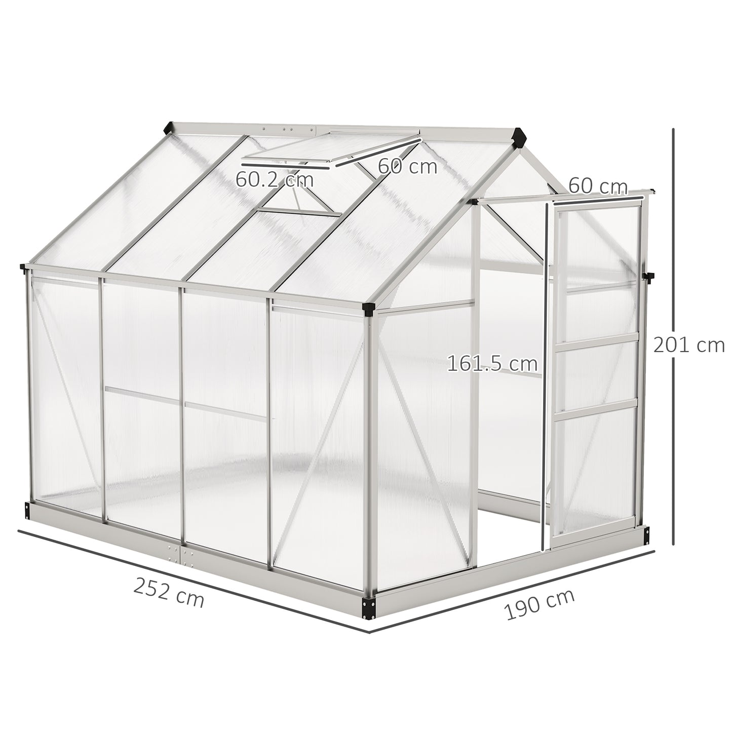 Outsunny 6 x 8ft Walk-In Greenhouse, with Sliding Door - Clear