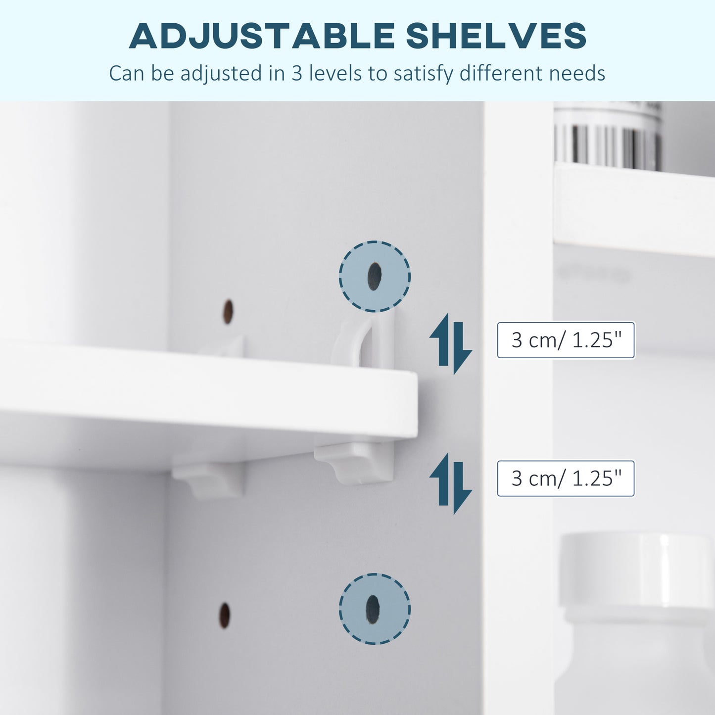 kleankin Wall Mounted Medicine Cabinet, Bathroom Mirror Cabinet with Mirrored Door, Shelves and Storage Cupboard, White