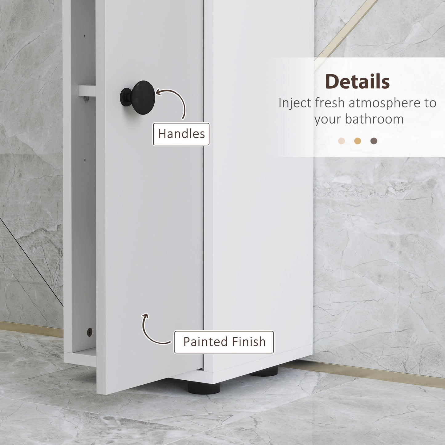 kleankin 180cm Slim Bathroom Cabinet, with Drawer, Shelves and Cupboards - Light Grey