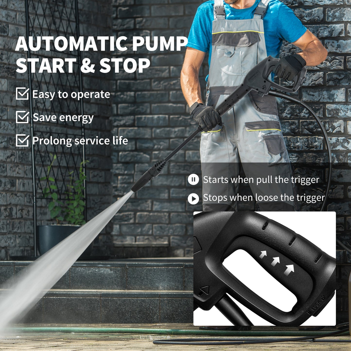 Outsunny 1800W High Pressure Washer, 150 Bar Pressure, 420 L/h Flow, Portable Power Washer Jet Wash Cleaner with Adjustable Nozzle, 6M Hose, Hose Reel, Steel Handle for Home Patio Car Driveway, Yellow