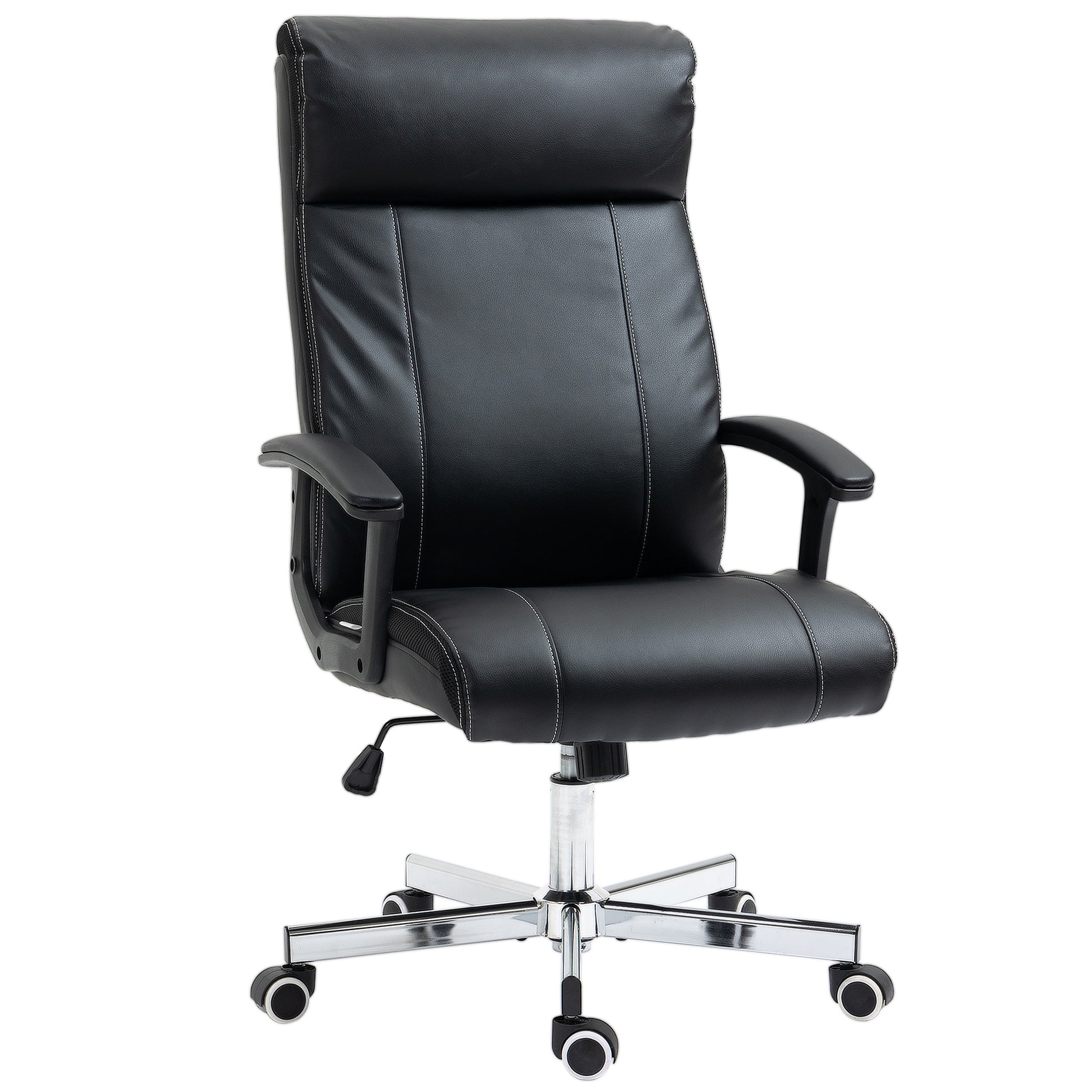 Vinsetto Massage Office Chair, PU Desk Chair with 6 Point Massage, High Back Computer Chair with Metal Legs, Thick Seat, Remote Control and Adjustable Height, Black