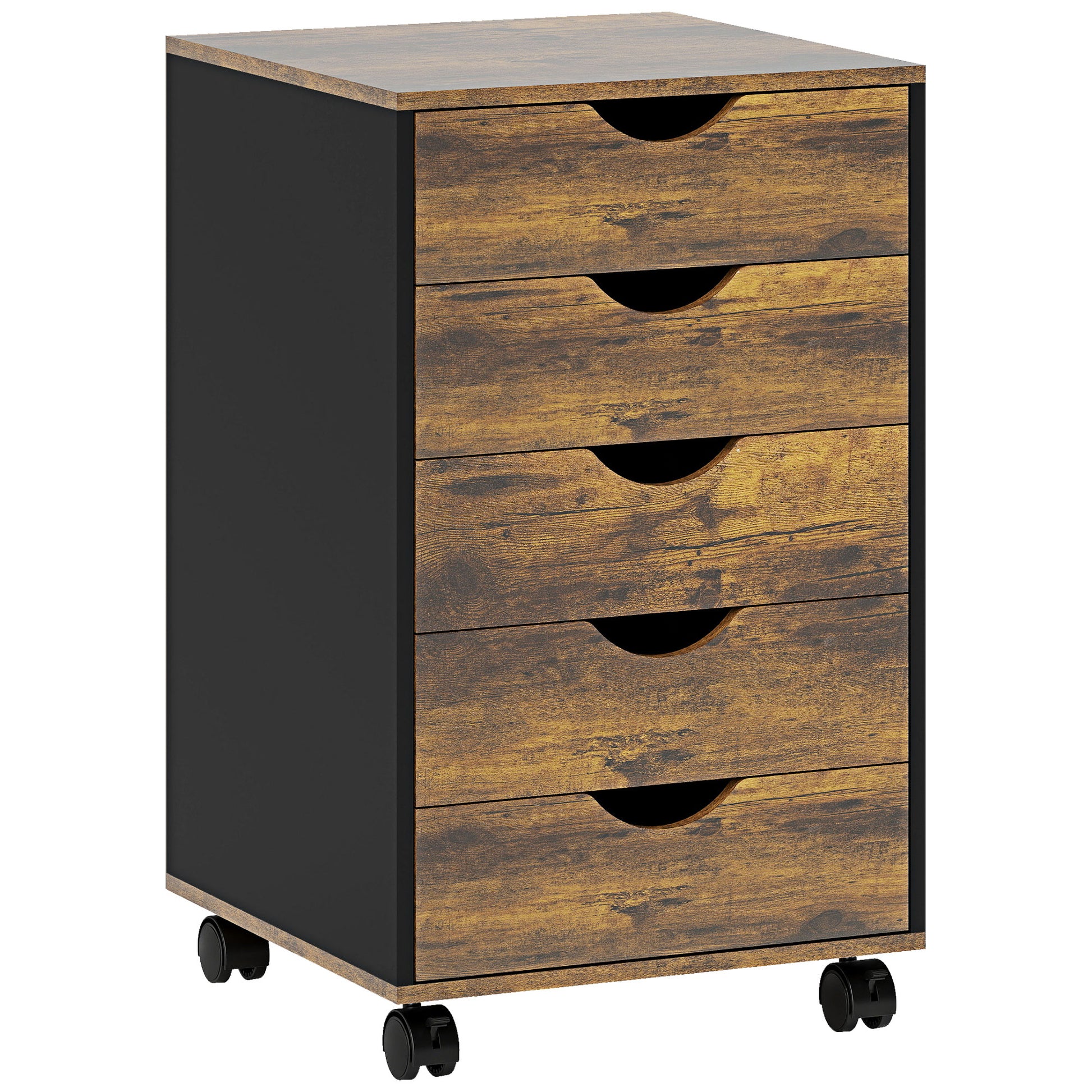 HOMCOM Five-Drawer Filing Cabinet - Rustic Brown Default Title