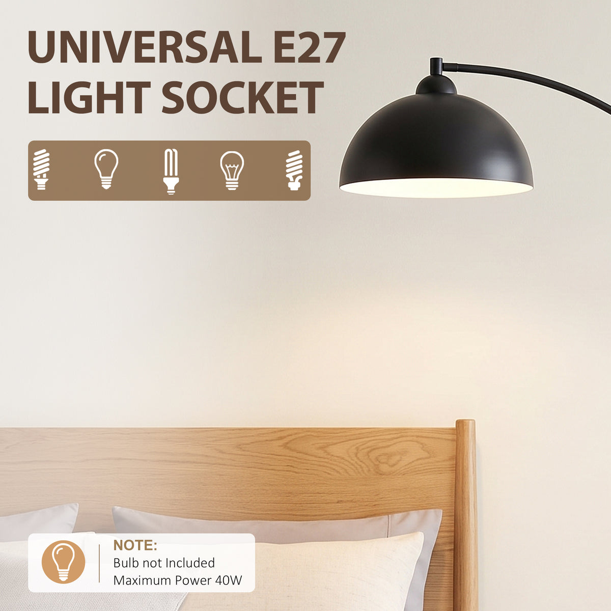 HOMCOM C-Shaped Floor Lamp, Modern Standing Lamp with Bowl-Shaped Reflective Shade, Foot Switch and Marble Base, Black
