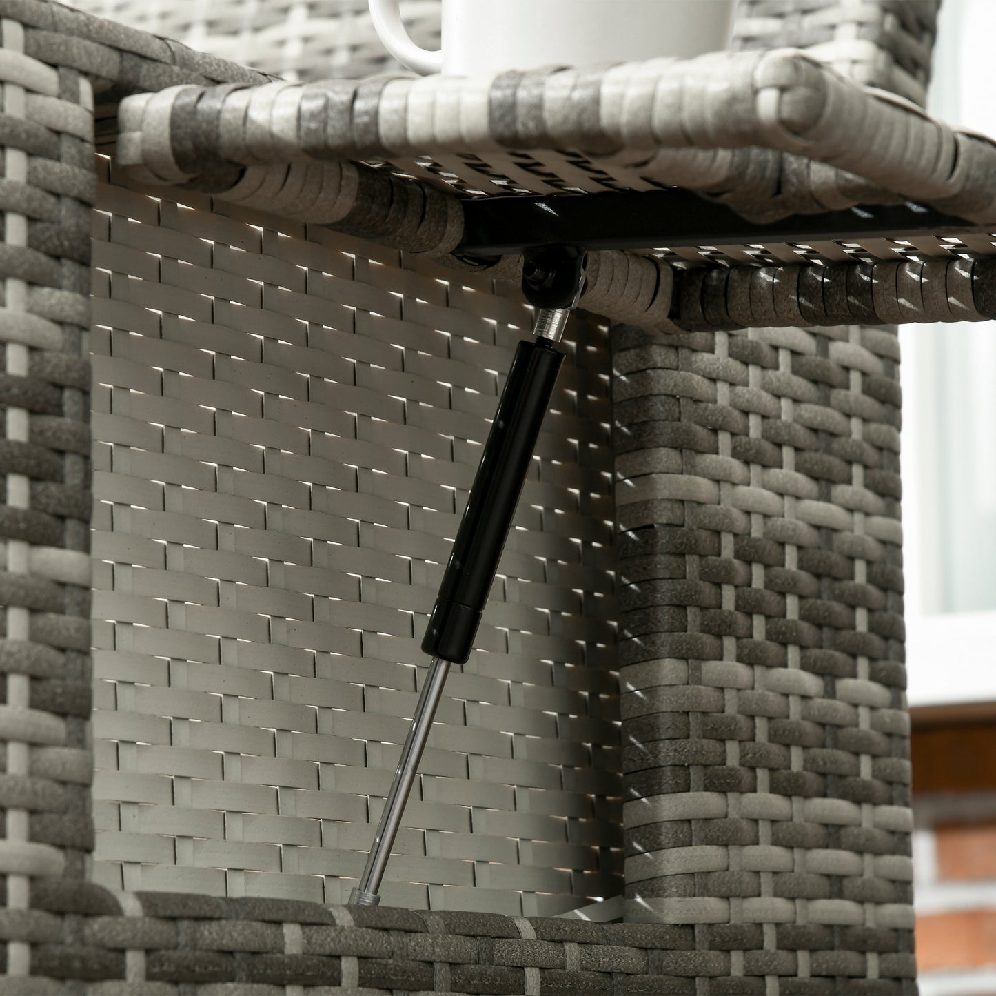 Outsunny Rattan Garden Daybed, Assembled Double Sun Lounger with 5-Level Adjustable Back, Storage Ottoman, Cushions, Pillows and Retractable Trays, Outdoor Loveseat Sofa Bed for Patio, Mixed Grey