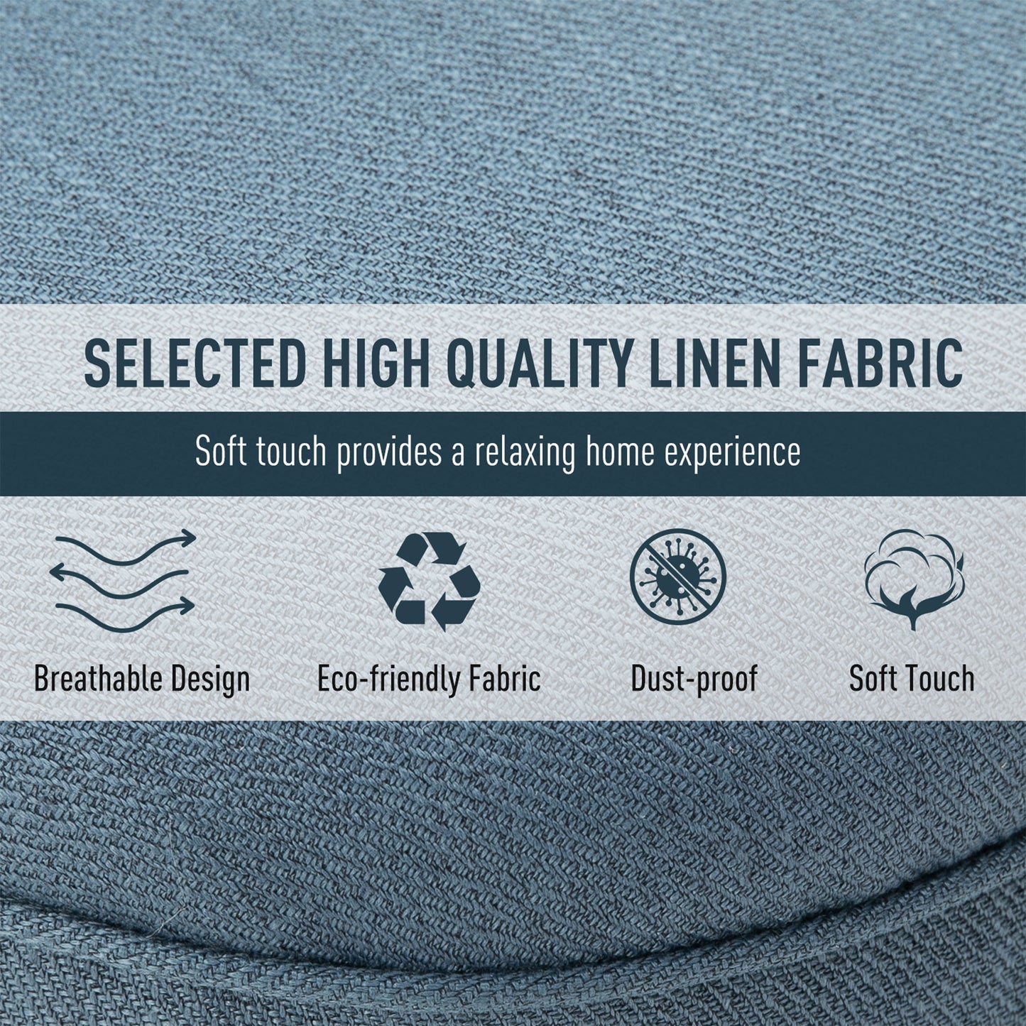 HOMCOM Tub Chair, Armless Single Sofa, Modern Button Tufted Armchair, Upholstered Linen Fabric Longue Accent Chair for Living Room, Bedroom, Set of 2, Blue