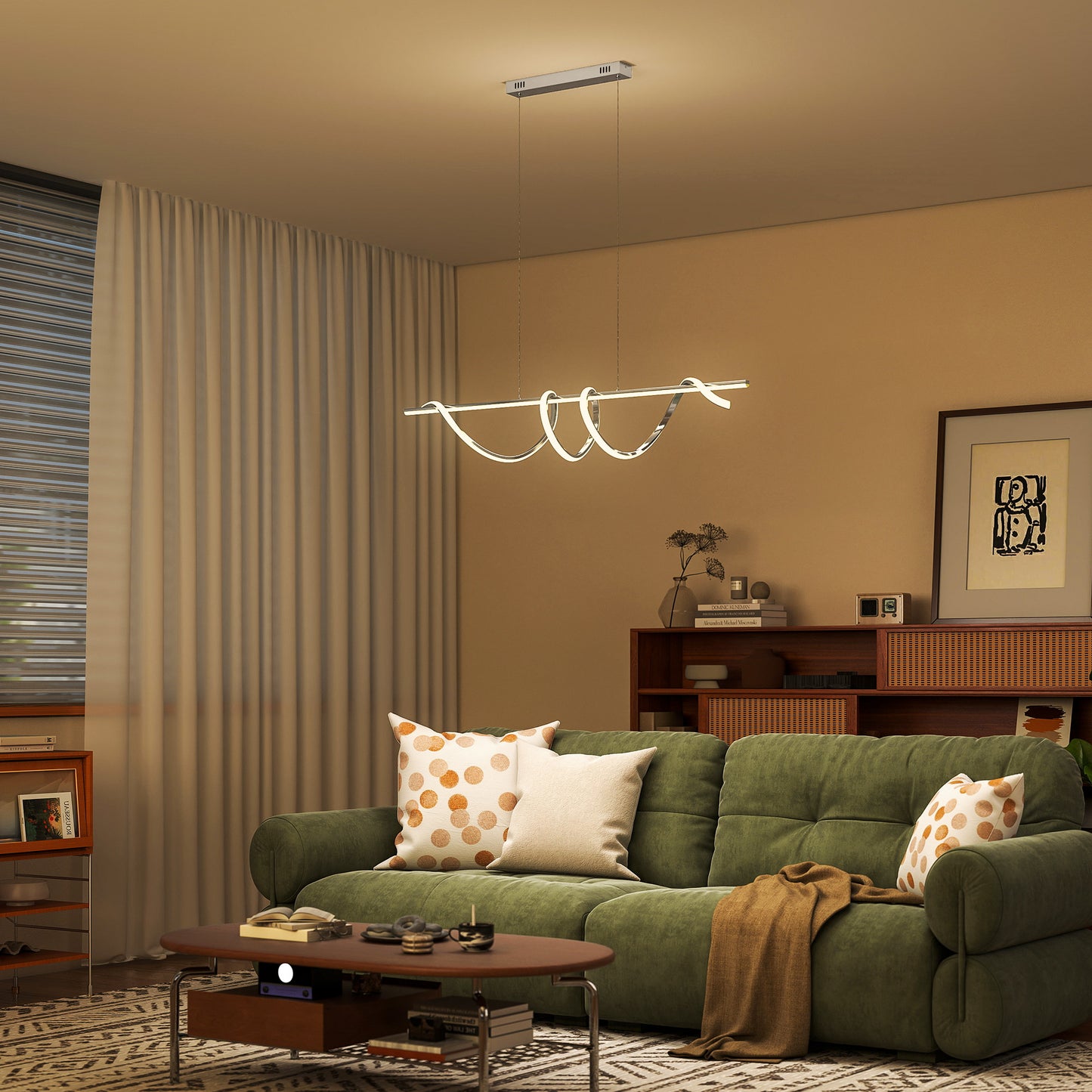 HOMCOM Pendant Light with 3 Colour Temperatures - Silver Tone