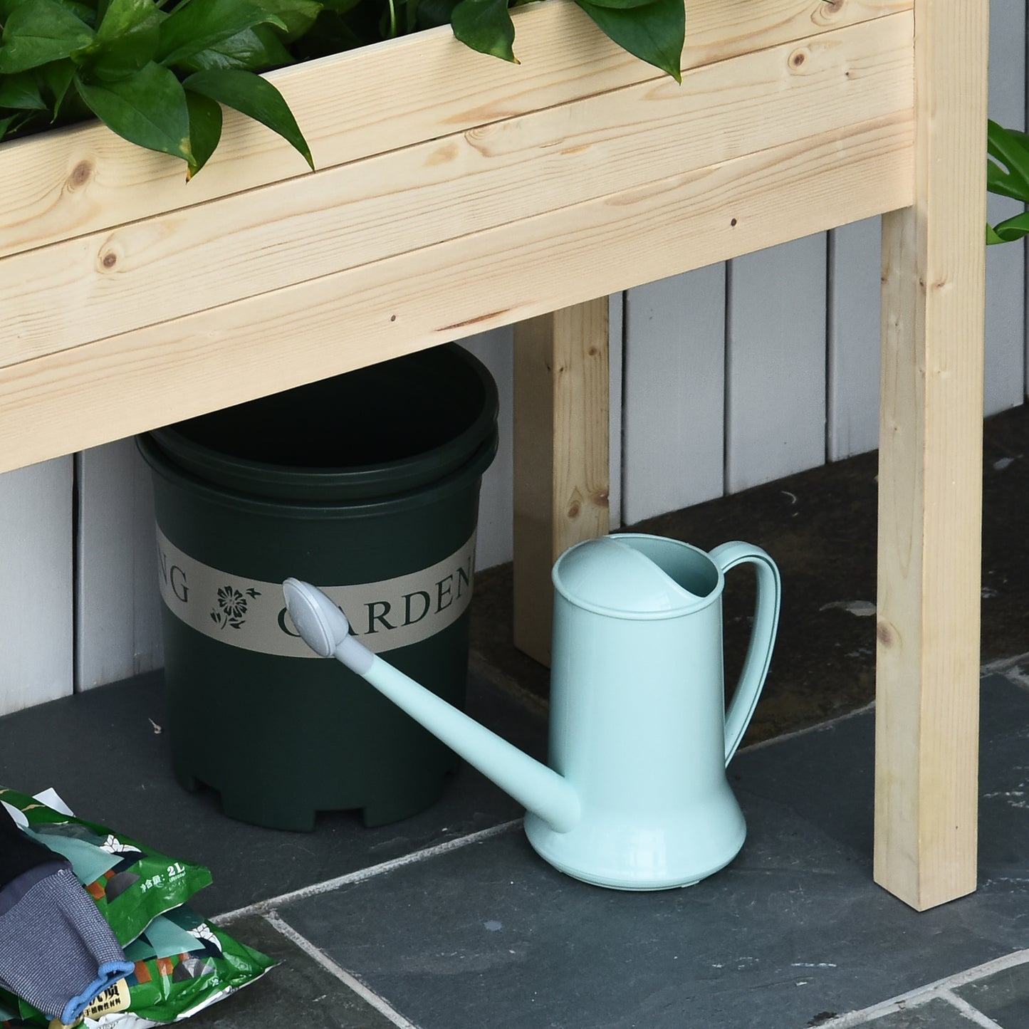 Outsunny Garden Wooden Plantersï¼Œ Rectangular Raised Bed,Flower Box, Fir Wood Indoor/Outdoor, Oak Tone, 86L x 46W x 76Hcm