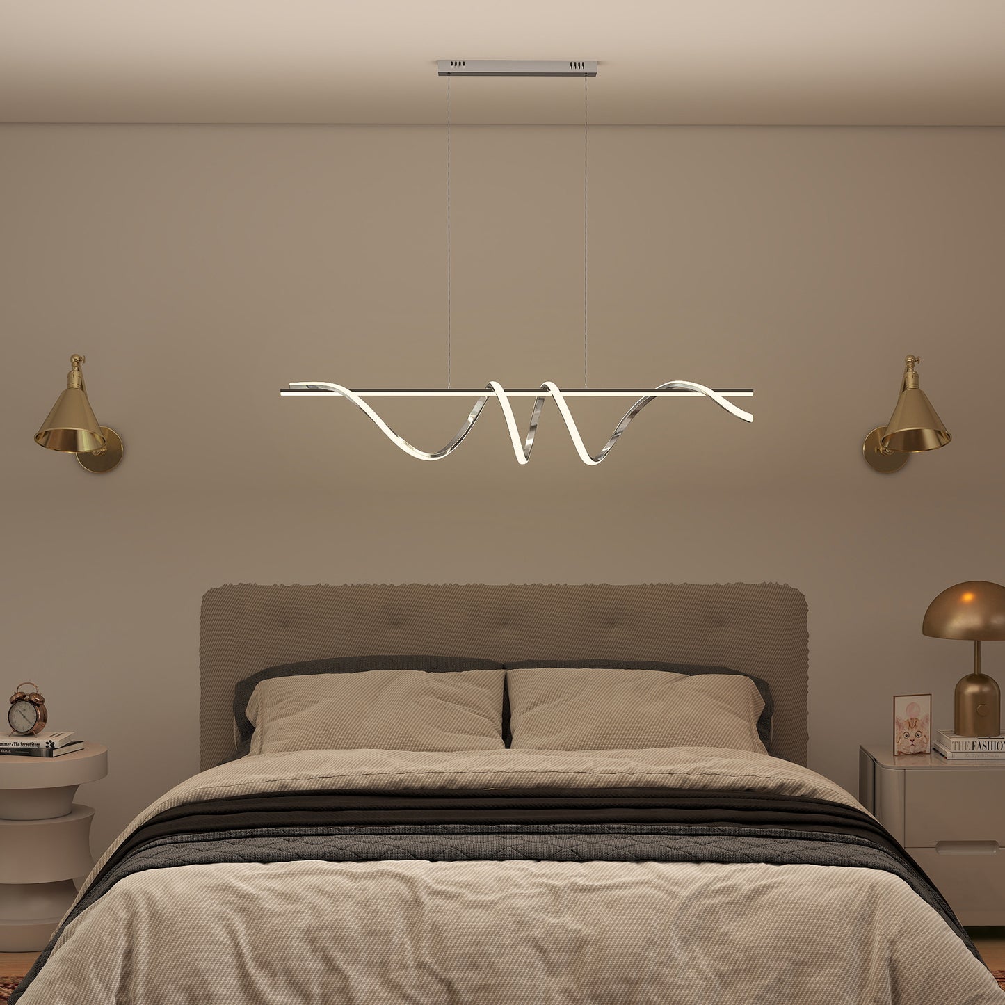 HOMCOM Pendant Light with 3 Colour Temperatures - Silver Tone
