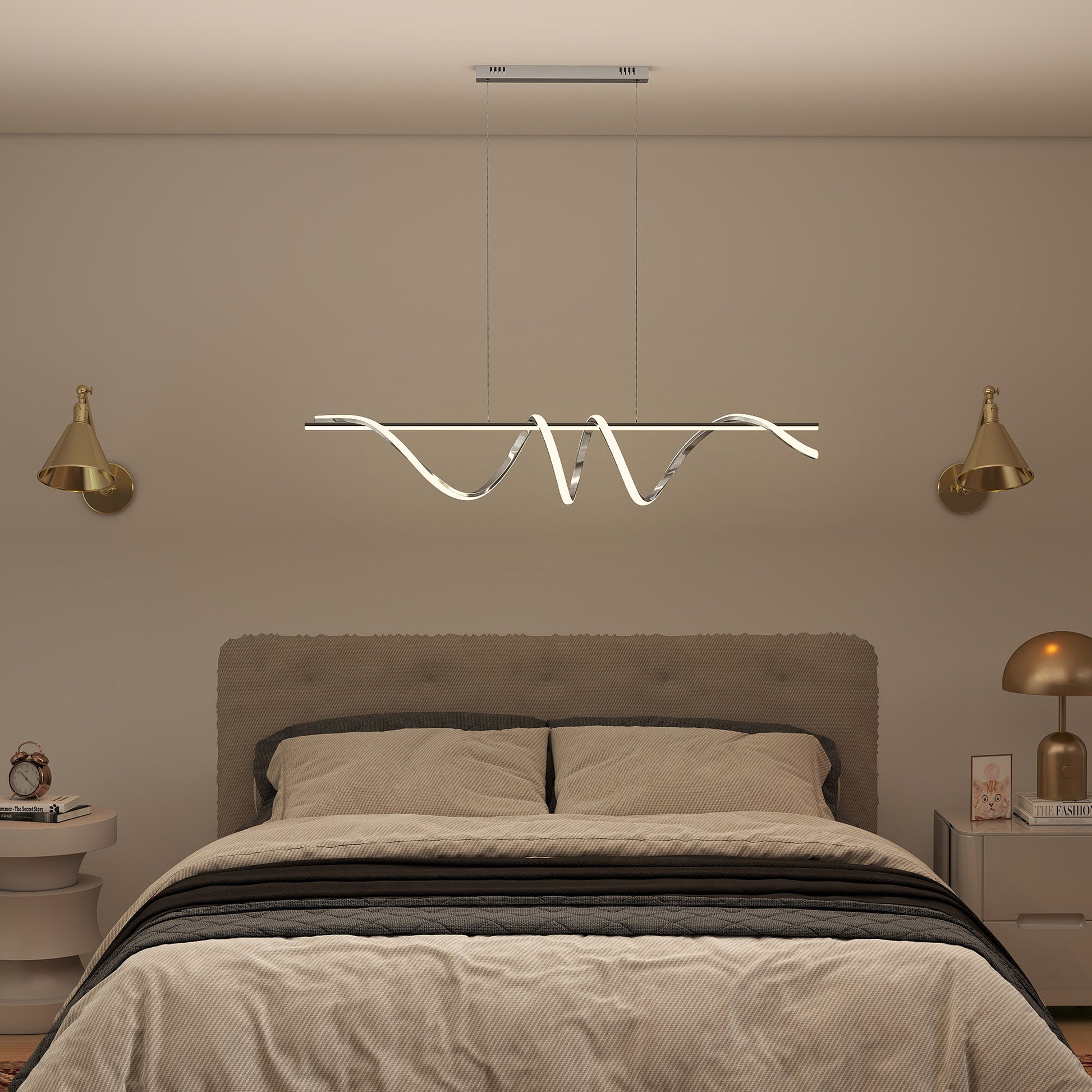 HOMCOM Pendant Light with 3 Colour Temperatures - Silver Tone