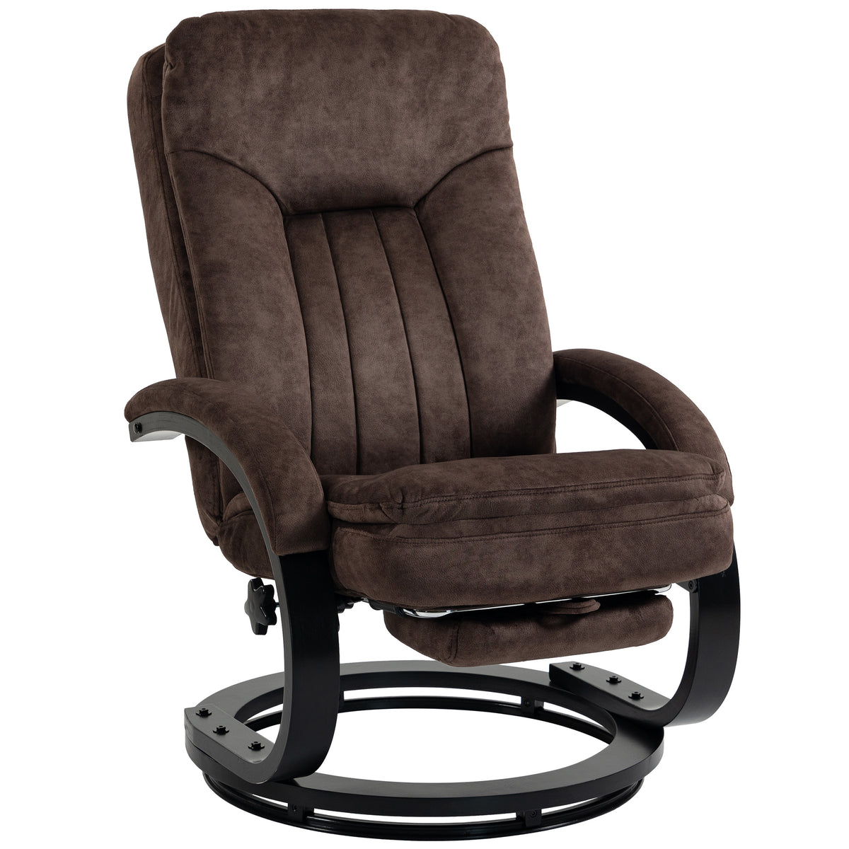 HOMCOM Swivel Recliner Chair, Velvet Recliner Armchair with Retractable Footrest, Dual-Layer Cushion, High Back, Dark Brown Default Title
