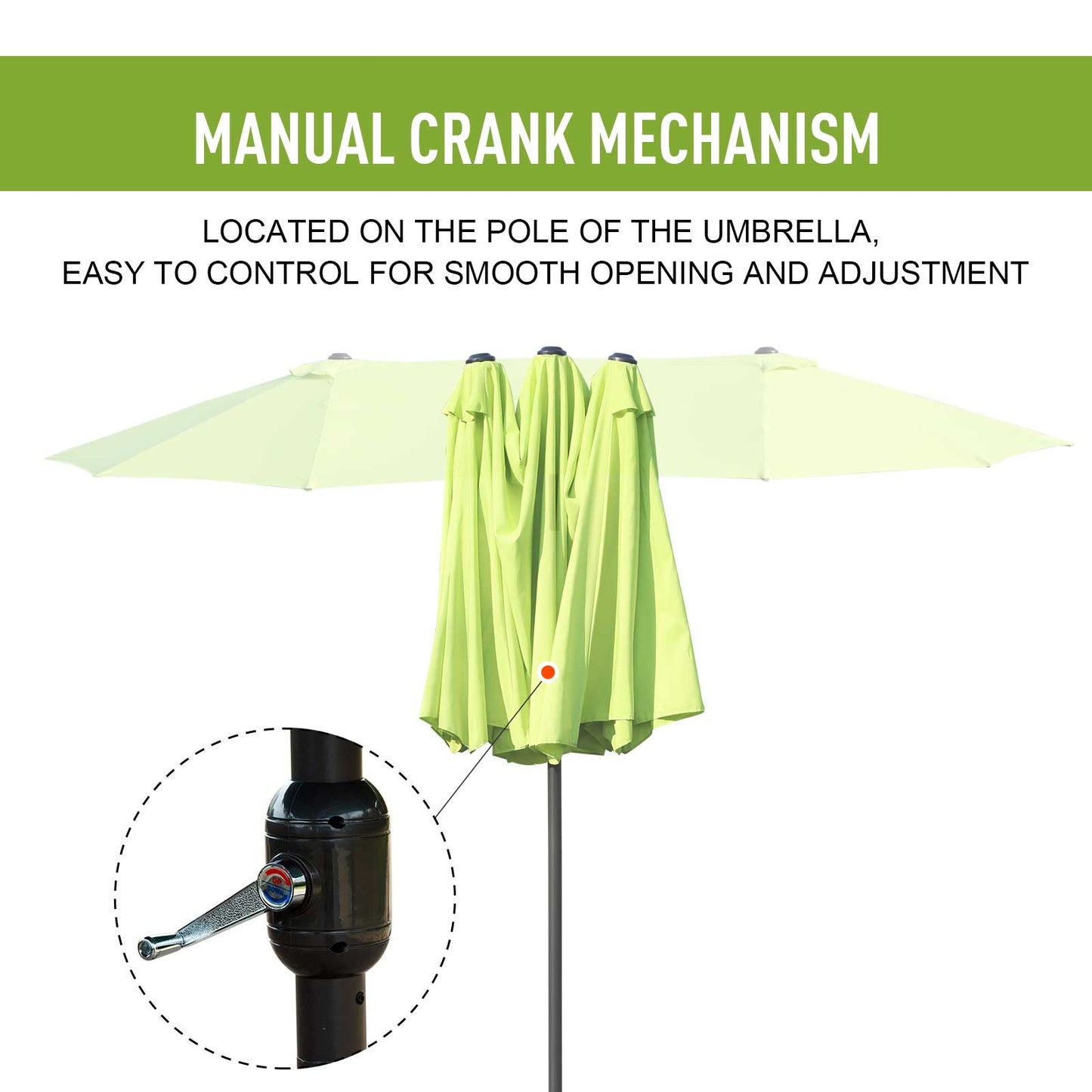 Outsunny Double-side Umbrella Parasol, Î¦2.7x4.6Wx2.4H m-Grass Green