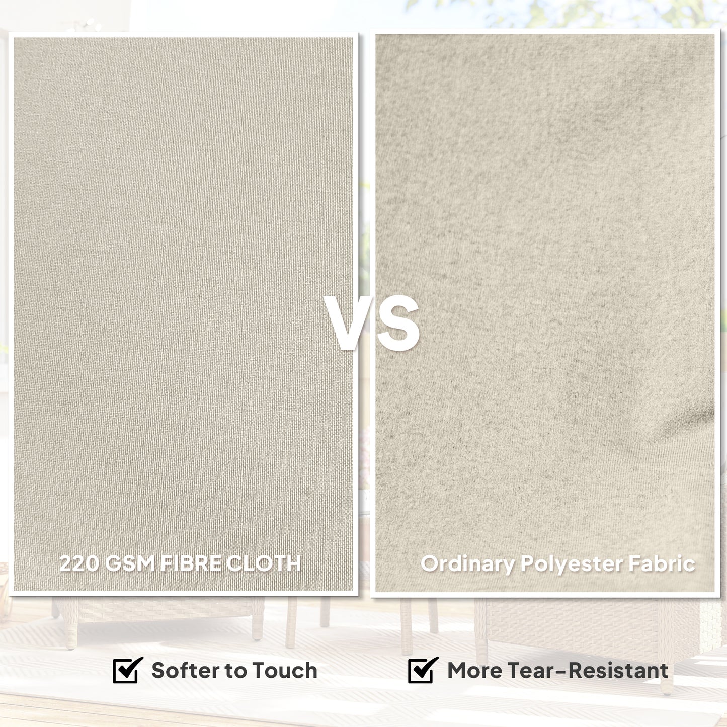 Outsunny Rattan Garden Chairs Set of 2, Outdoor Rattan Chairs with Cushions, Armrests and High Back, PE Wicker Garden Armchair with Steel Frame for Balcony, Porch, Beige