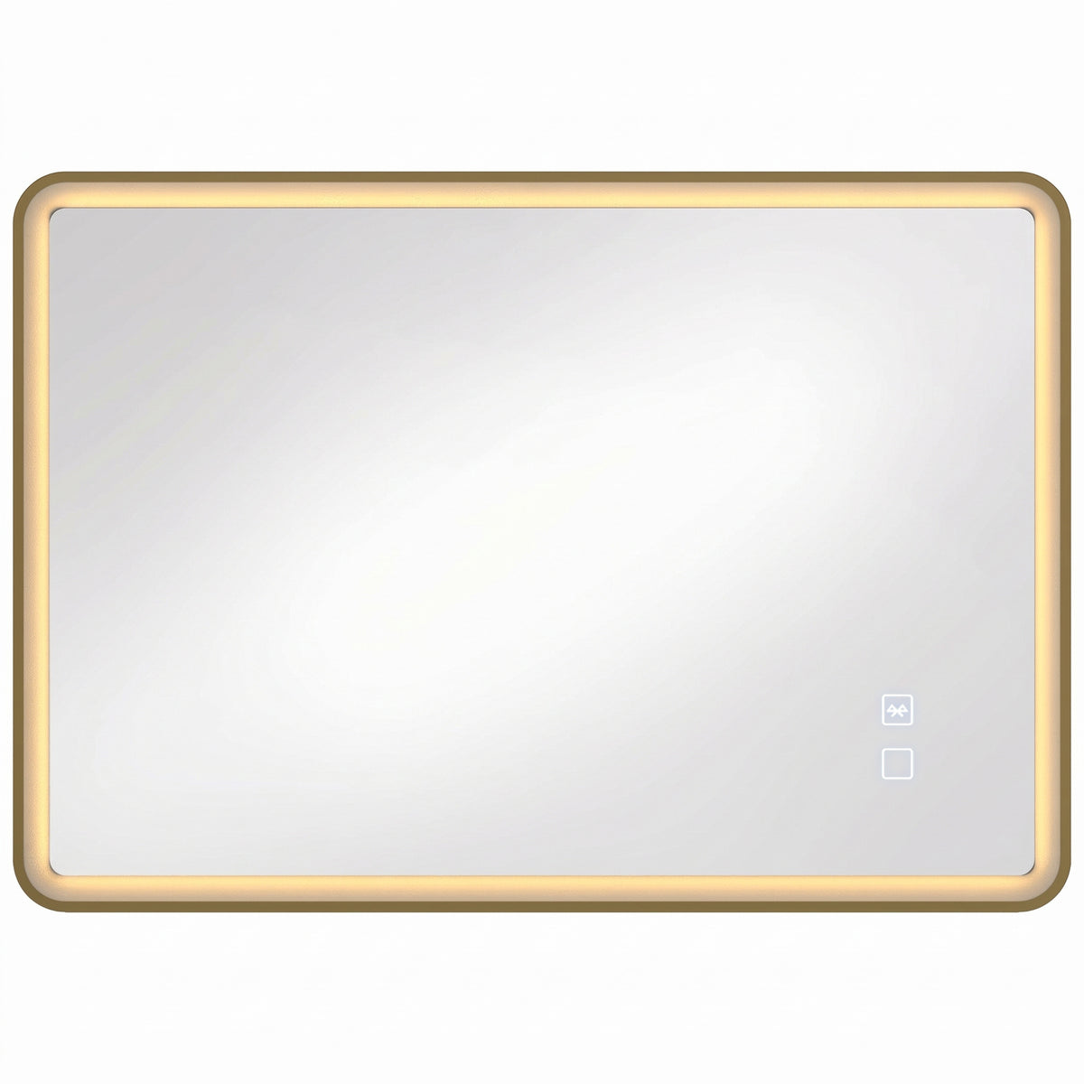HOMCOM Bathroom Mirror with LED Lights, 100x70cm Rectangle Bathroom Mirror, Dimmable, Bluetooth, Anti-Fog, Gold Tone Default Title
