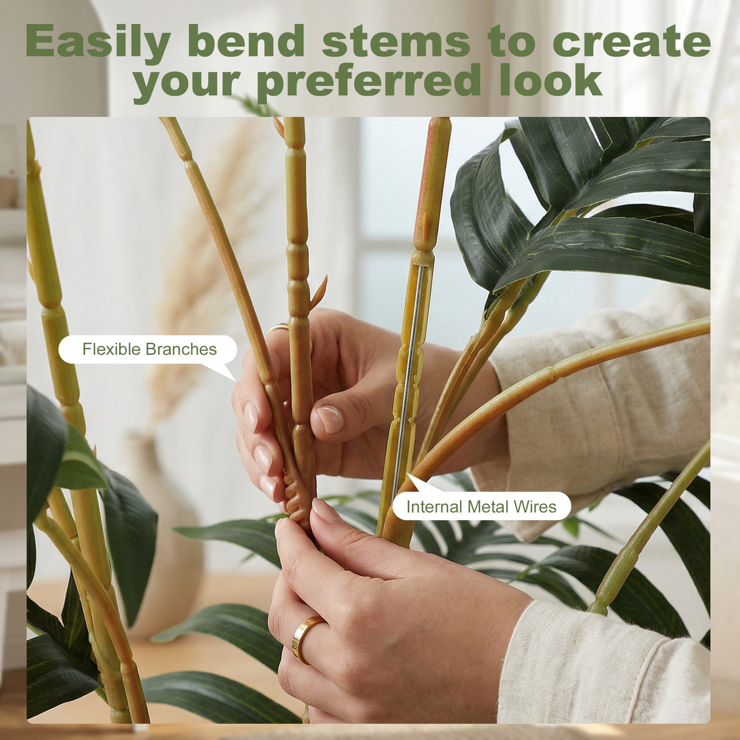 HOMCOM Artificial Fern Topiary Tree, Realistic Artificial Plant in Cement Pot, Fake Plant, 120cm