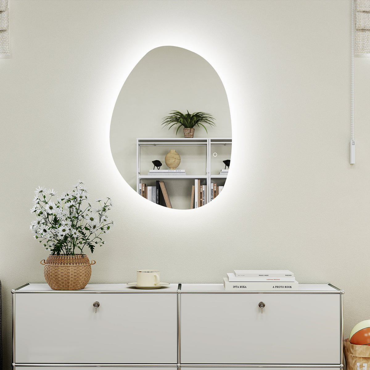 HOMCOM 80x60cm Bathroom Mirror with LED Lights, 3 Colours Dimmable, Anti-Fog, Memory & Touch Switch, IP44
