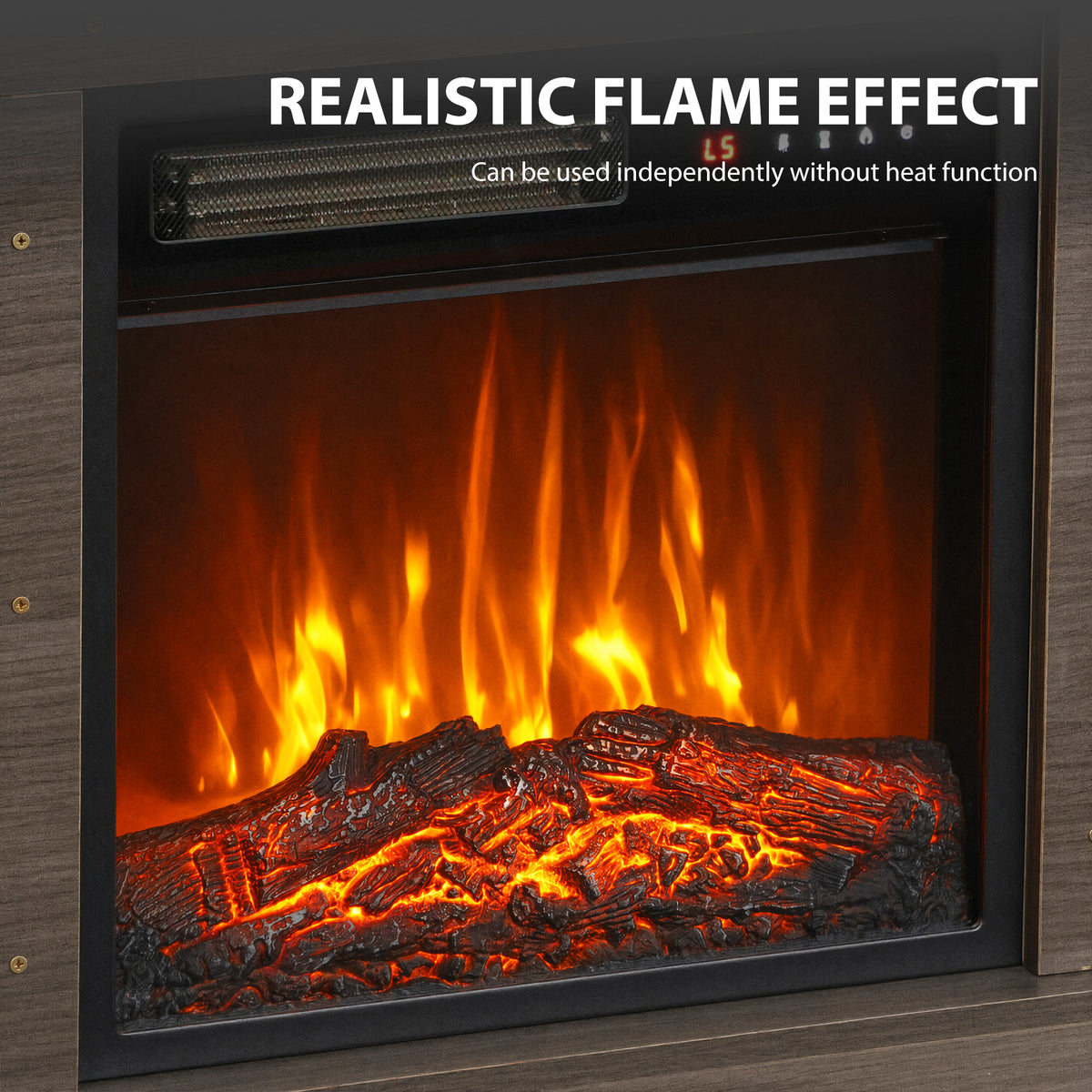 HOMCOM Electric Fireplace Suite, 1800W Electric Fire and Surround with LED Flame, Remote, Thermostat Overheat Protection