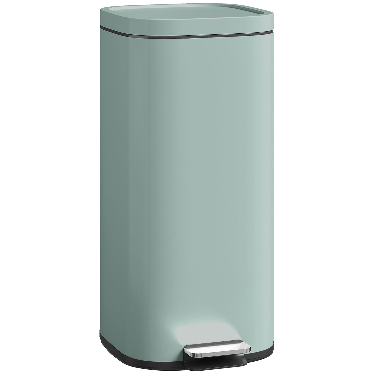 HOMCOM 30L Kitchen Bin, Compact Pedal Bin with Soft-Close and Stay-Open Lid, Removable Bucket for Kitchen, Home, Office, Green Default Title