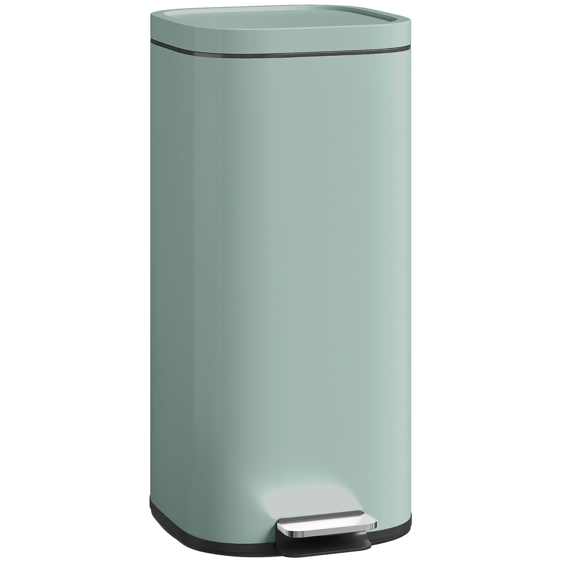 HOMCOM 30L Kitchen Bin, Compact Pedal Bin with Soft-Close and Stay-Open Lid, Removable Bucket for Kitchen, Home, Office, Green Default Title