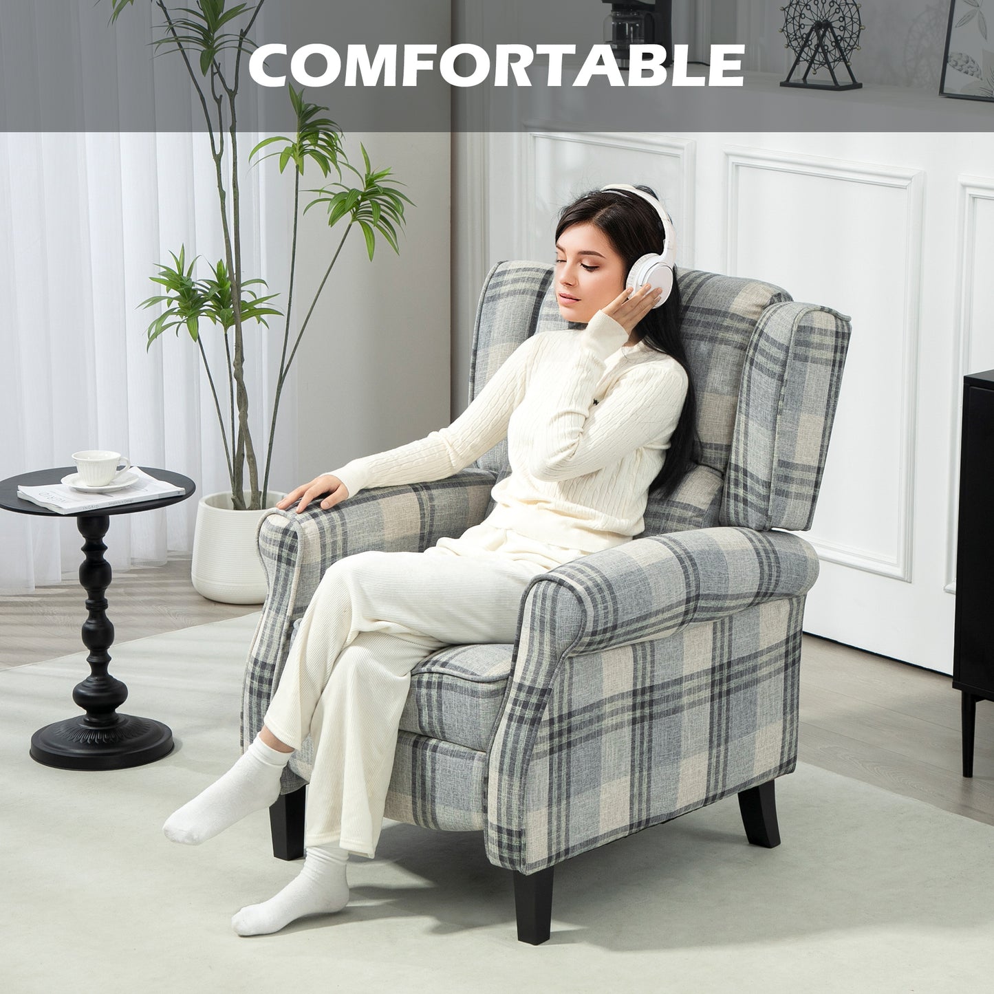 HOMCOM 160Â° Reclining Armchair, with Footrest - Grey