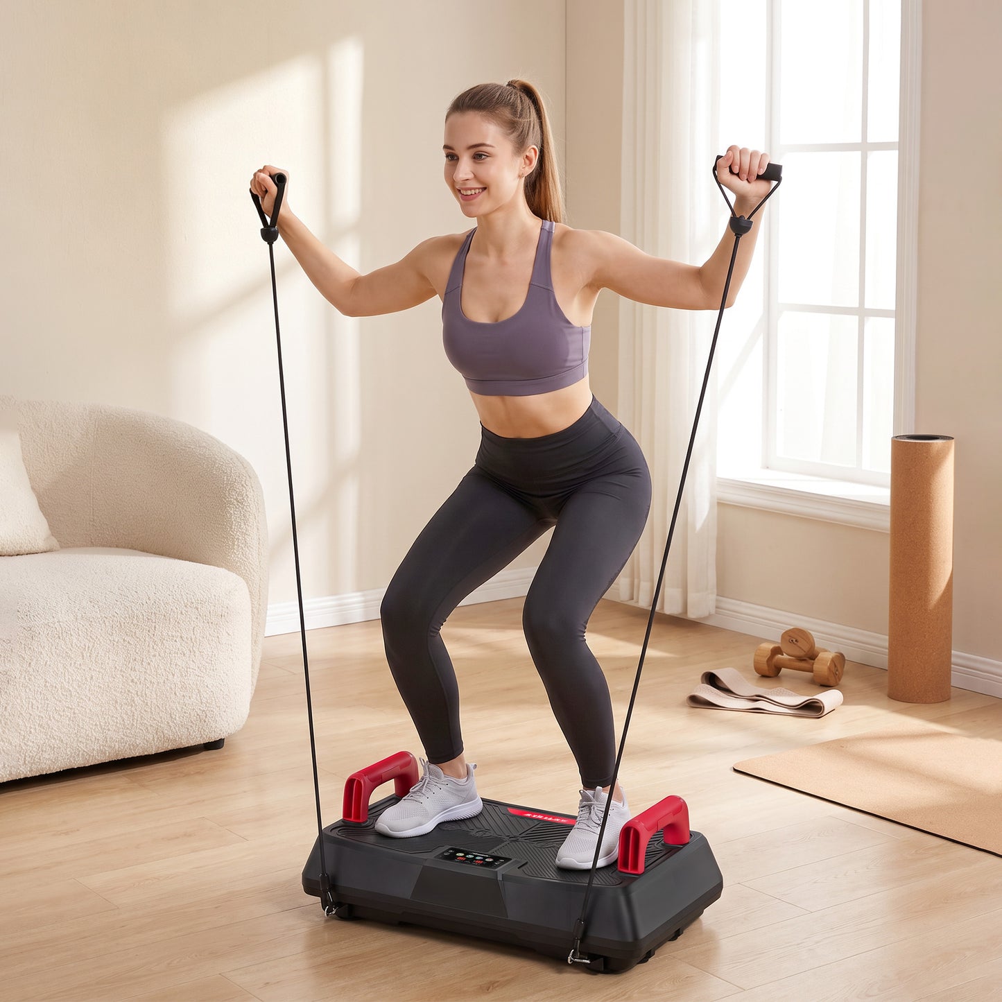 SPORTNOW Vibration Plate Exercise Machine with 99 Speed Levels, 3 Programs, Quiet Vibrating Plate with Resistance Bands