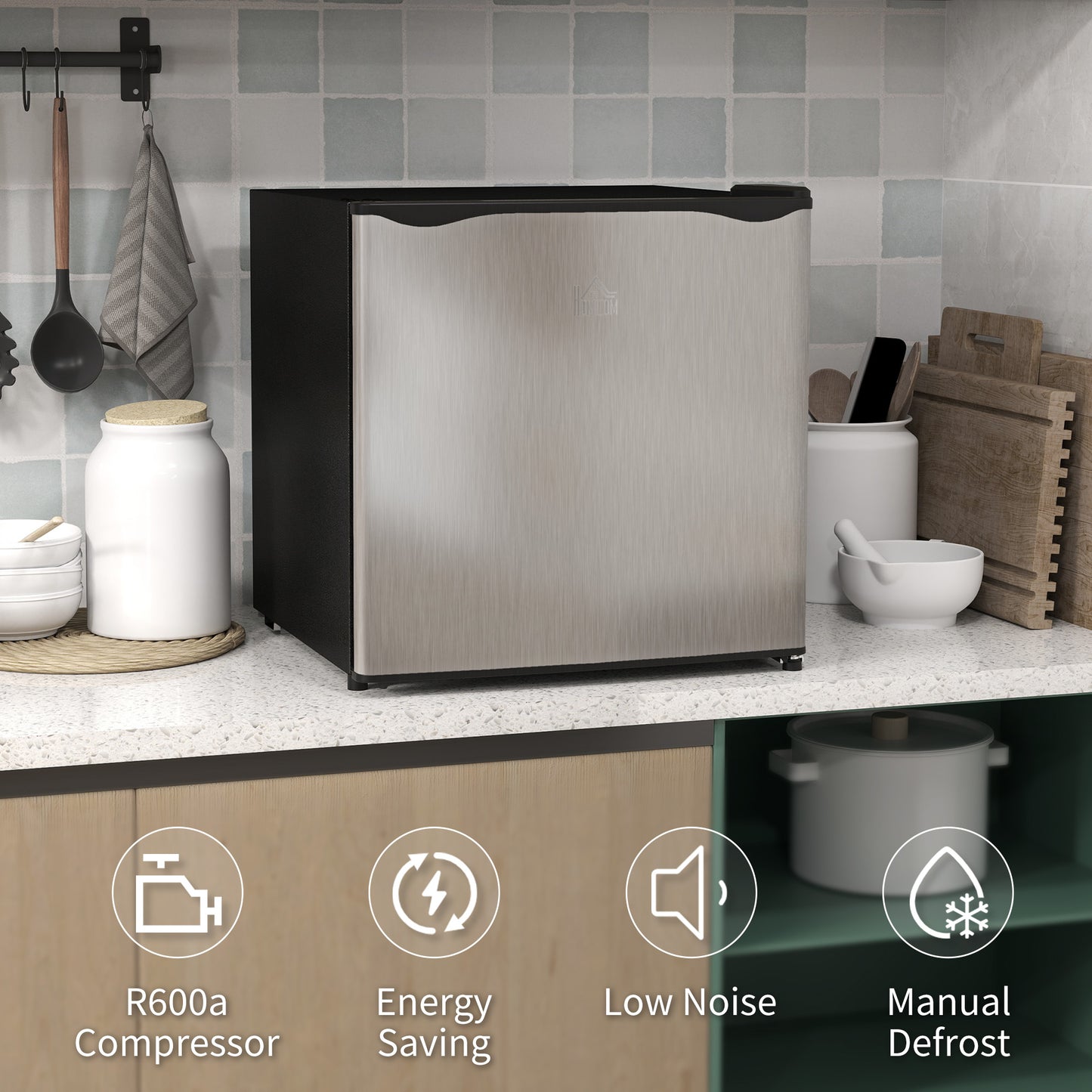 HOMCOM 35L Mini Freezer, -24 to -14 Temperature - Silver Tone