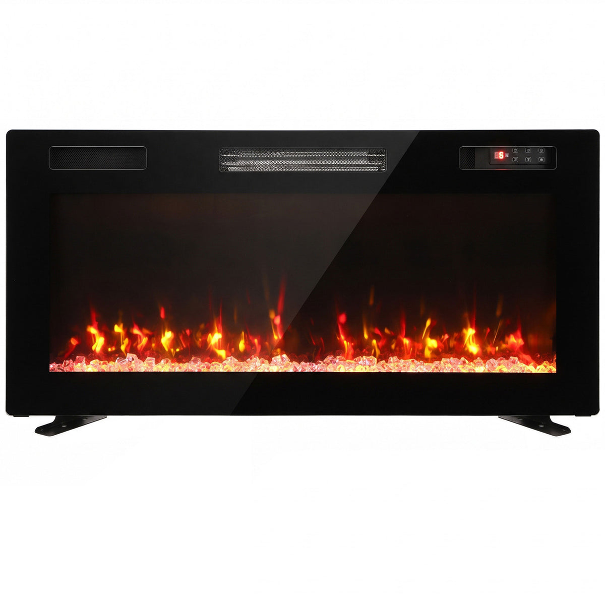 HOMCOM Ultra-Thin Electric Fire Wall Mounted/Recessed/Freestanding 92cm/36" Electric Fireplace with 12 Colours, 5 Brightness Default Title