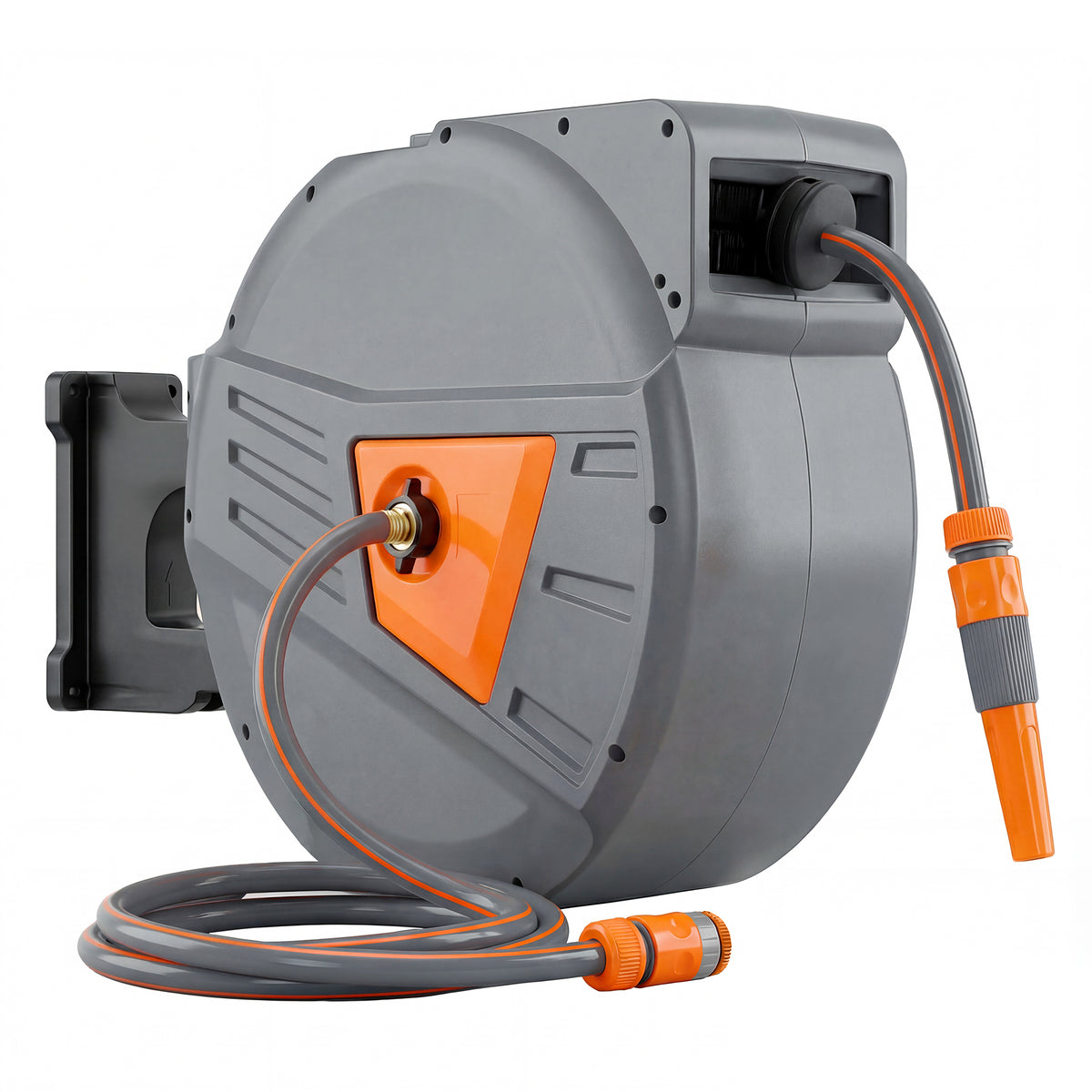 Outsunny Retractable Hose Reel Wall Mounted, 40+2m Garden Hose Pipe Reel with Auto Retraction, Self-Locking, Orange Default Title