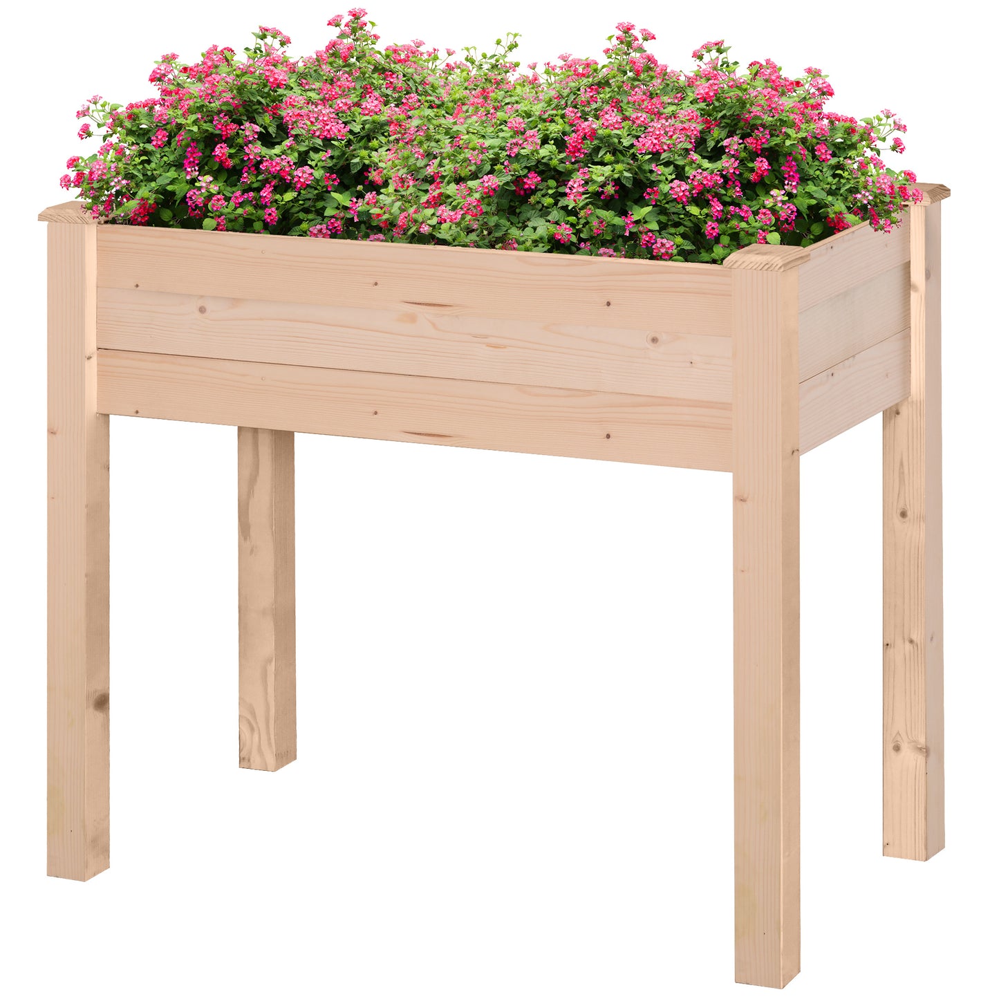 Outsunny Garden Wooden Plantersï¼Œ Rectangular Raised Bed,Flower Box, Fir Wood Indoor/Outdoor, Oak Tone, 86L x 46W x 76Hcm
