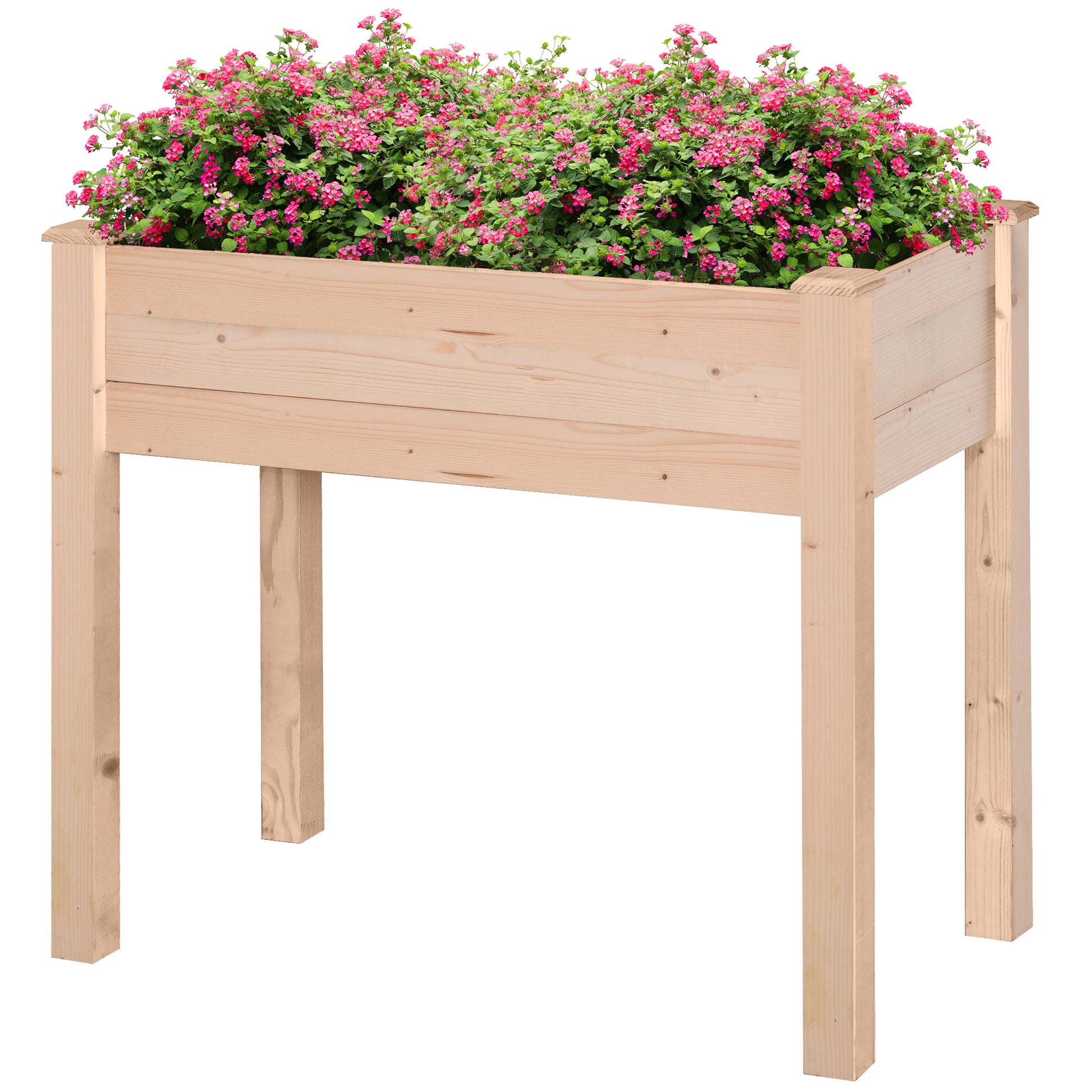 Outsunny Garden Wooden Plantersï¼Œ Rectangular Raised Bed,Flower Box, Fir Wood Indoor/Outdoor, Oak Tone, 86L x 46W x 76Hcm