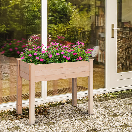 Outsunny Garden Wooden Plantersï¼Œ Rectangular Raised Bed,Flower Box, Fir Wood Indoor/Outdoor, Oak Tone, 86L x 46W x 76Hcm