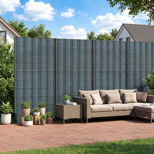 Outsunny 2Pcs Privacy Garden Screen Fence, UV Resistant Waterproof Windbreak Fencing, 70mx19cm, Grey