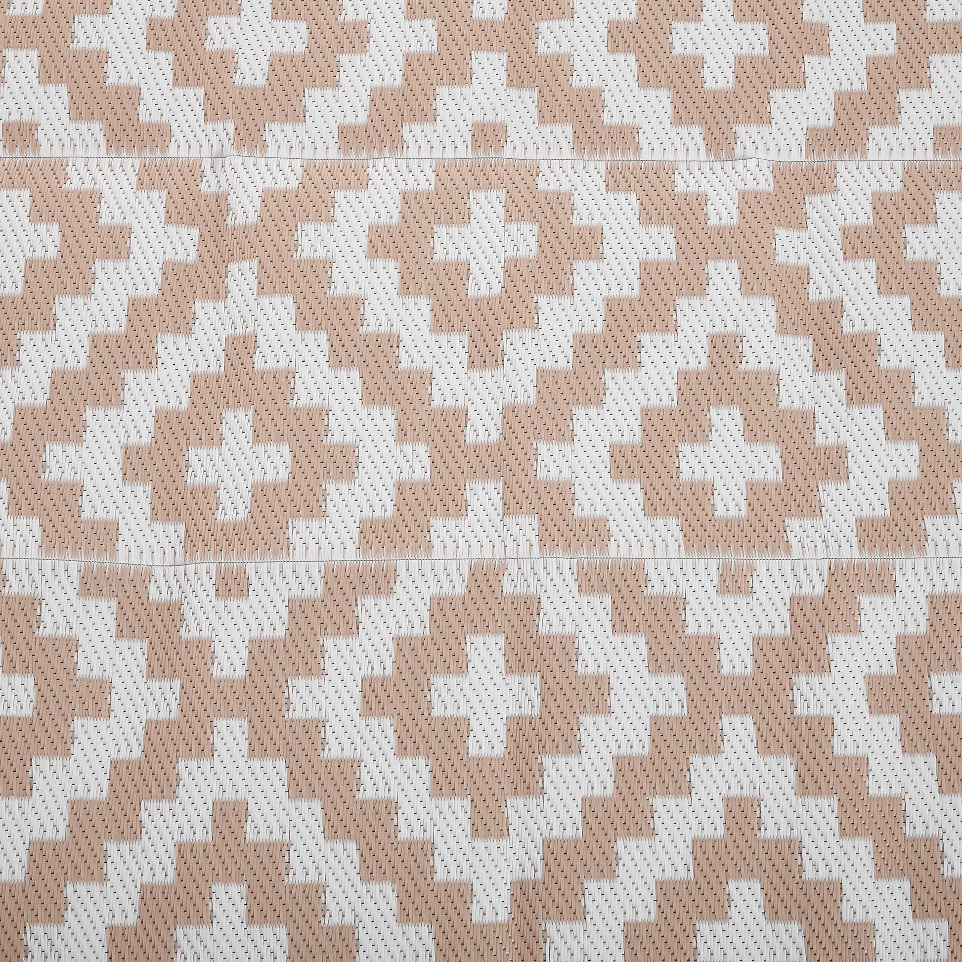 Outsunny Reversible Outdoor RV Rug, Patio Floor Mat, 274 x 182 cm Plastic Straw Rug for Garden, terrace, Beach, Camping, Coffee & White