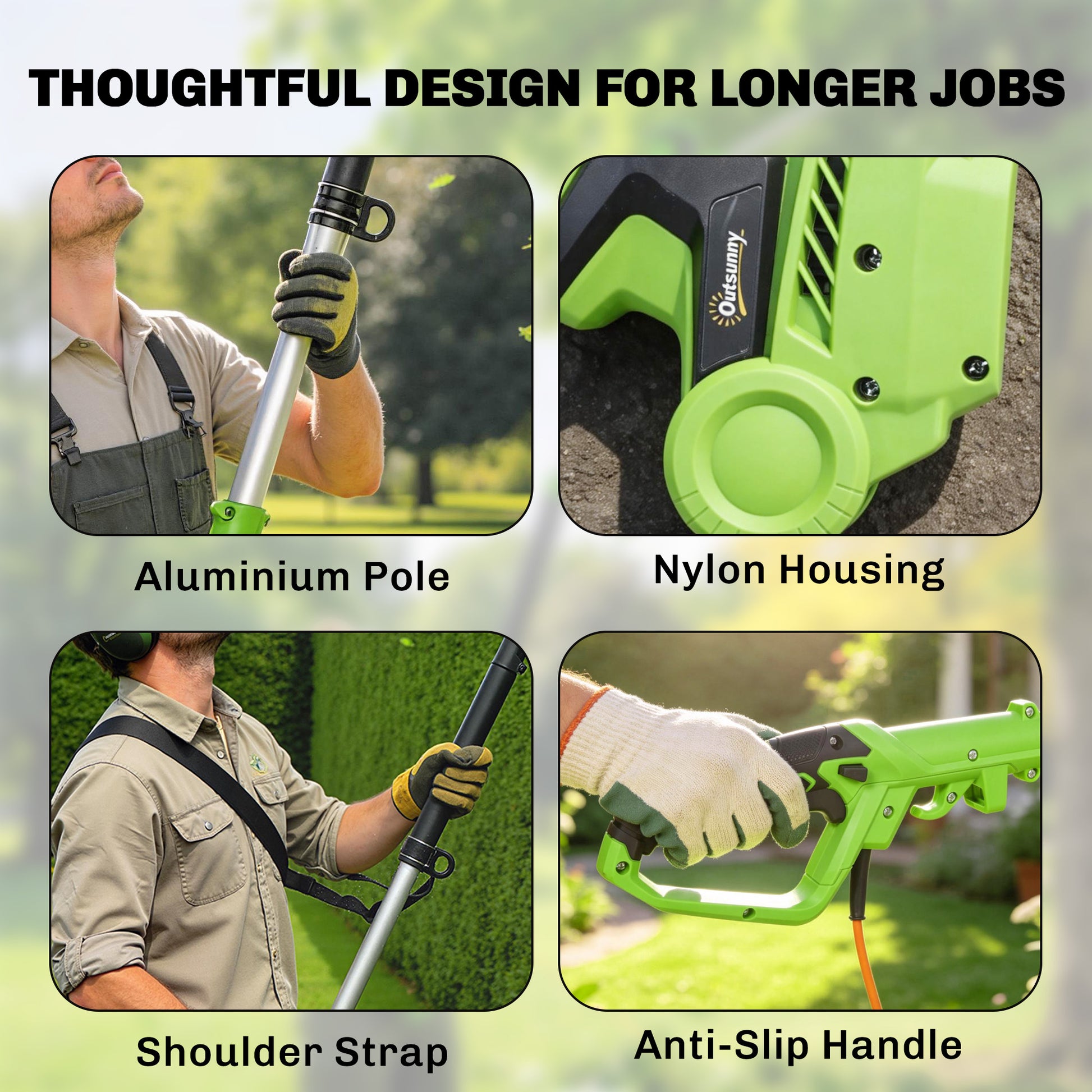 Outsunny 2.6m Corded Extendable Hedge Trimmer with 90Â° Adjustable Head, 450W Telescopic Electric Hedge Cutter Long Reach