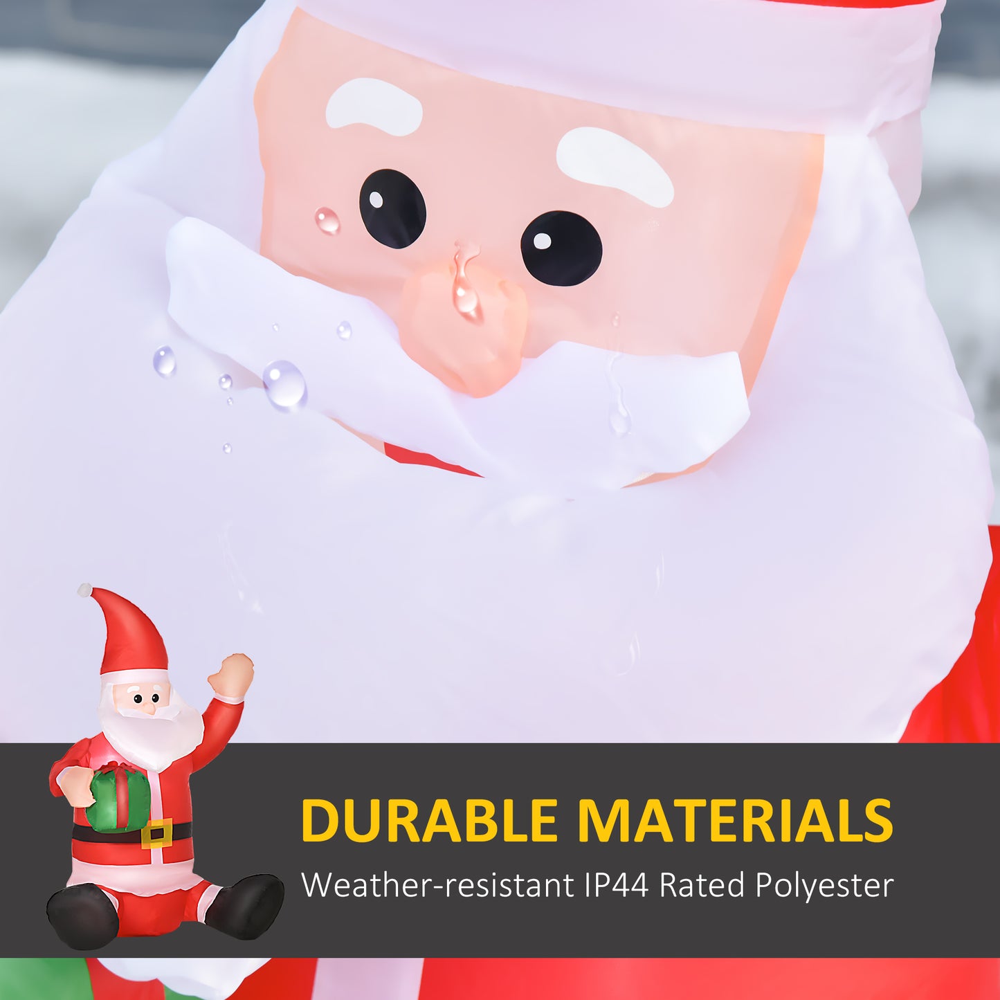 HOMCOM 4ft Inflatable Christmas Santa Claus Gift with LED Xmas DÃ©cor Holiday Outdoor Yard Decoration