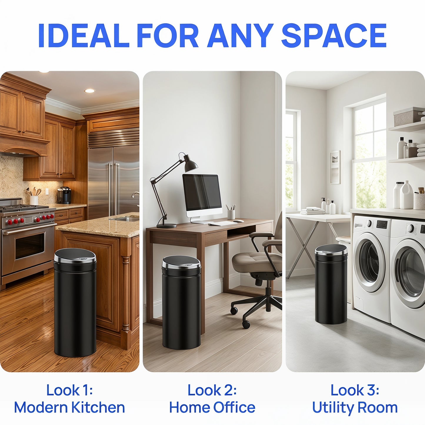 HOMCOM 50L Automatic Motion Sensor Rubbish Bin with Fingerprint Resistant, Stainless Steel, Black