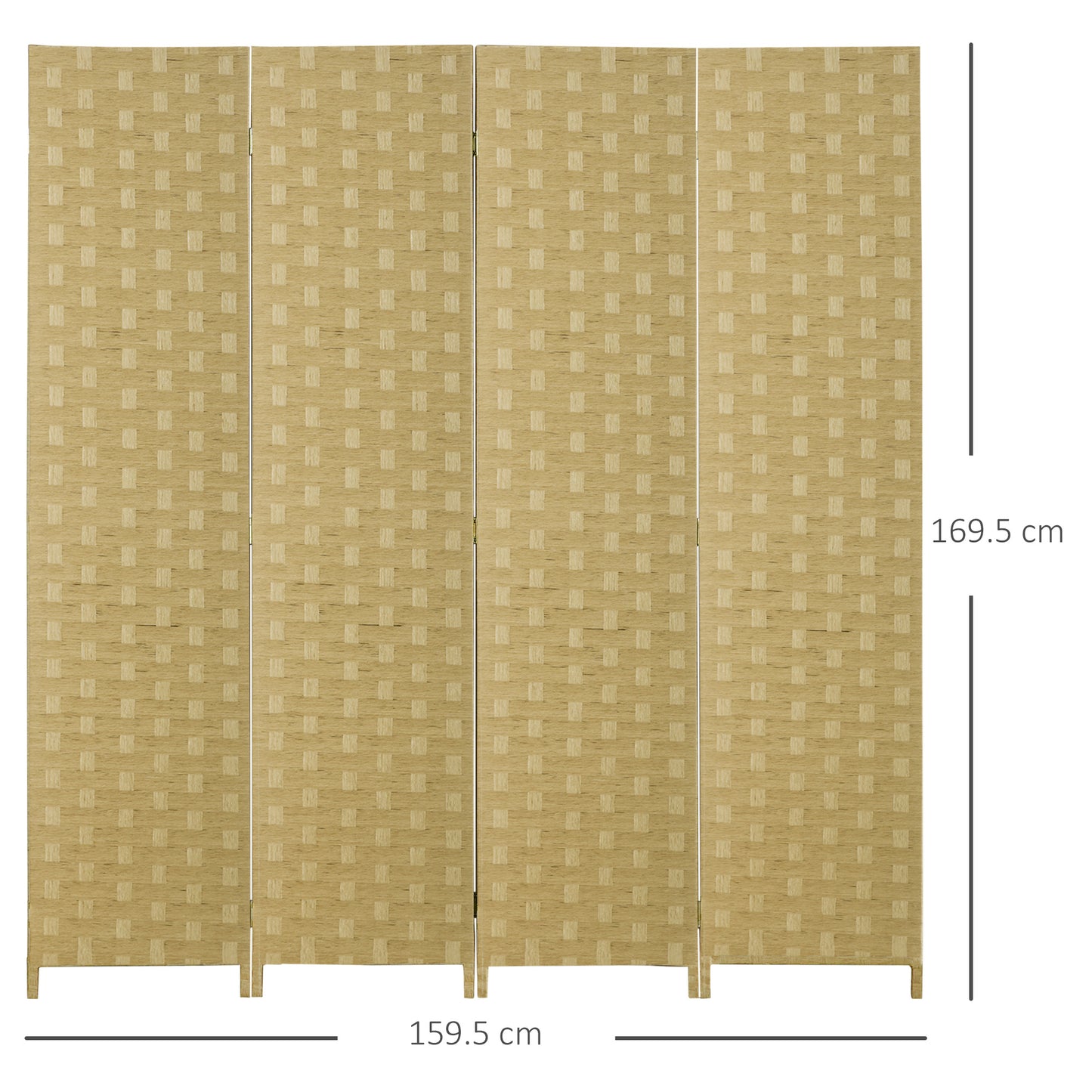 HOMCOM 4-Panel Room Dividers, Wave Fibre Freestanding Folding Privacy Screen Panels, Partition Wall Divider for Indoor Bedroom Office, 170Â cm, Brown