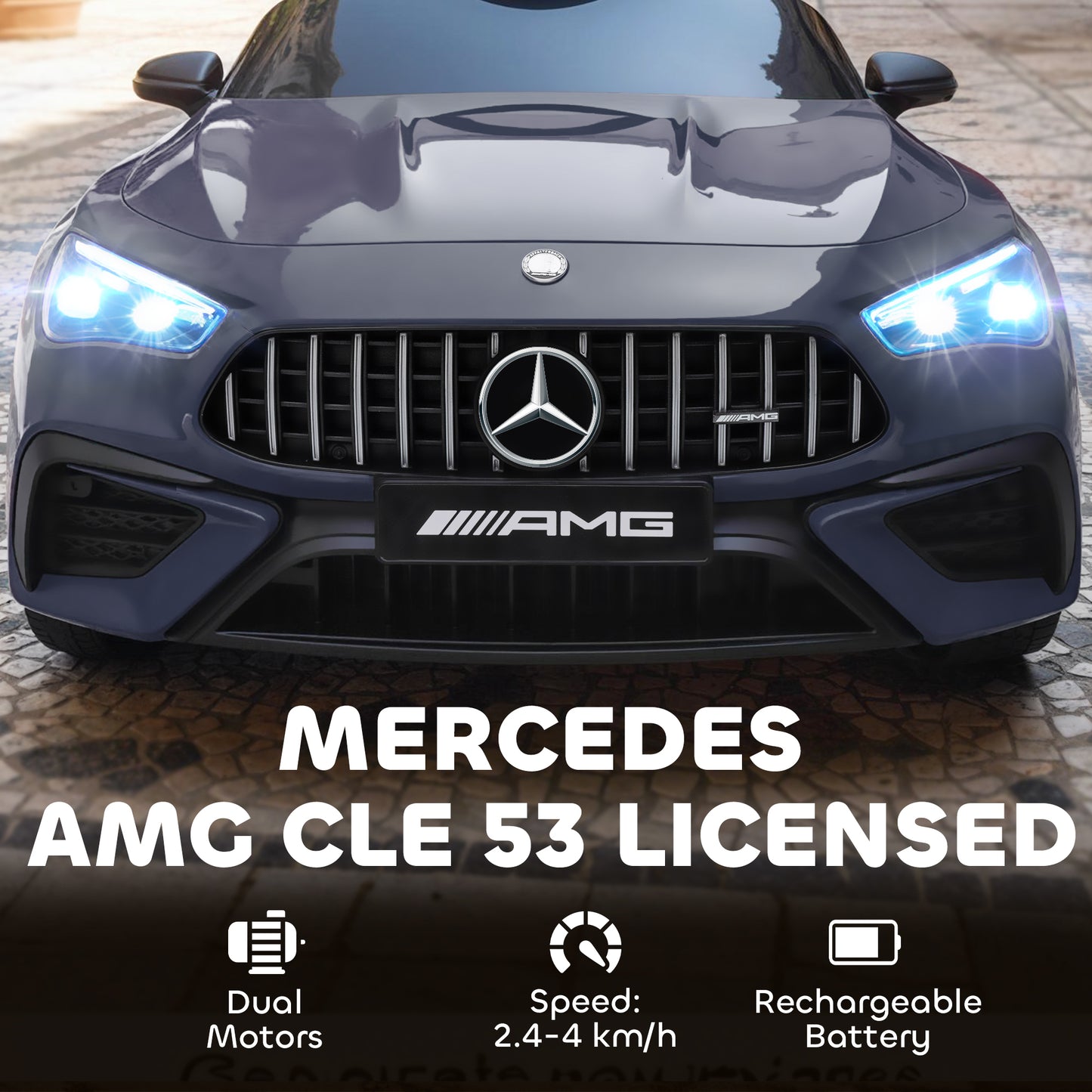 AIYAPLAY Licensed Mercedes AMG Kids Electric Car, 12V Ride On Car with Dual Motors, Remote Control for 3-6 Years, Grey