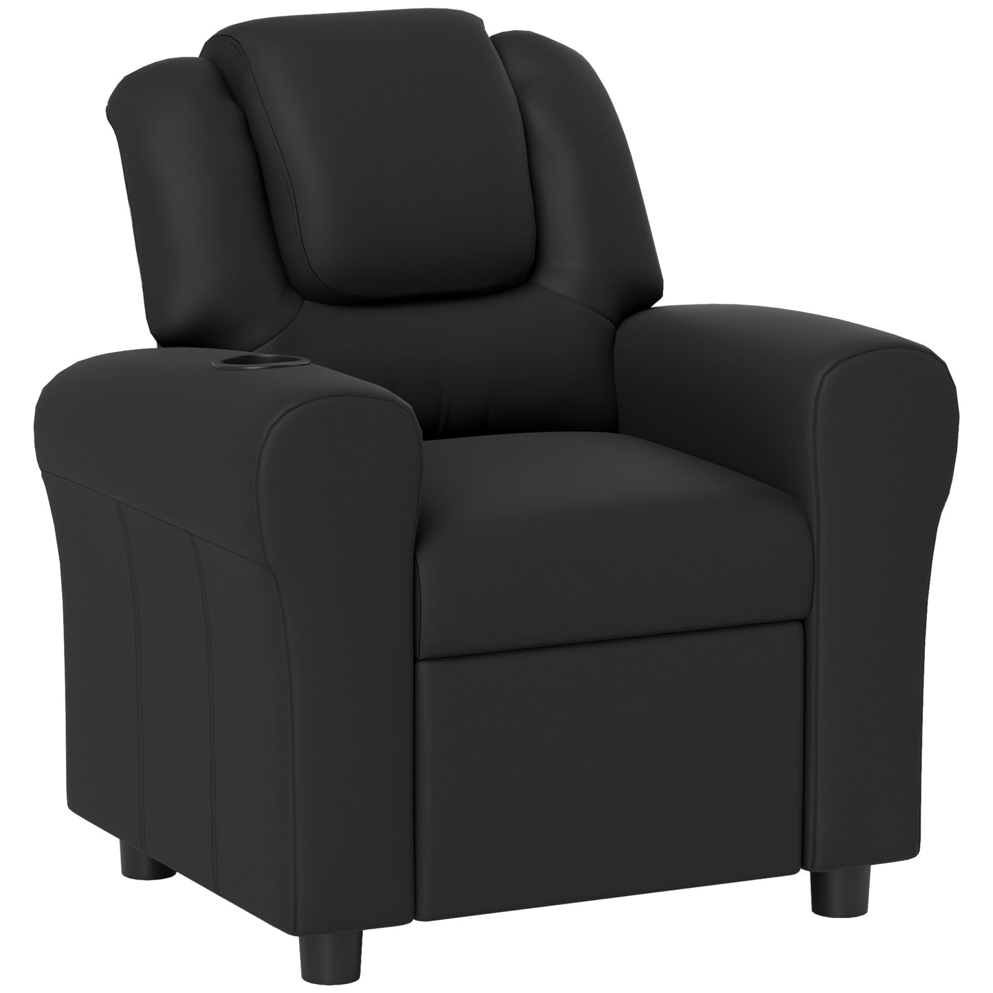 HOMCOM Kids Recliner Chair, PU Leather with Adjustable Backrest, Footrest, Padded Headrest, Black Default Title