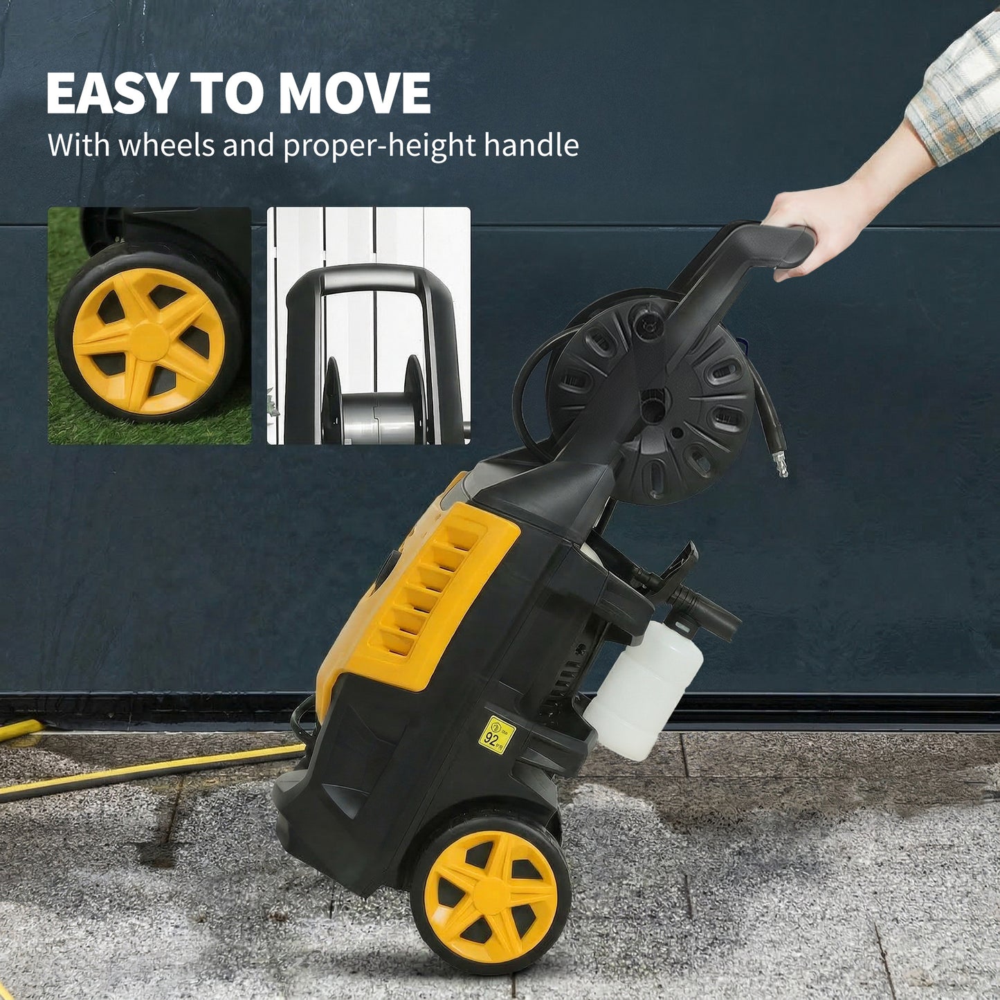 Outsunny 2200W HighÂ PressureÂ Washer, 170 Bar Pressure Washer with Adjustable Nozzle and 6M Hose, 33 x 31.5 x 80.5 cm, Yellow