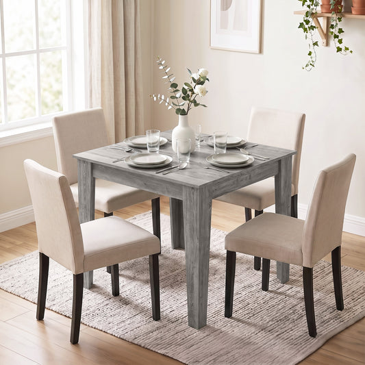 HOMCOM Dining Table for 4, 80L x 80W x 75Hcm, Modern Square Kitchen Table with Wood Effect Tabletop, Grey Wood Effect