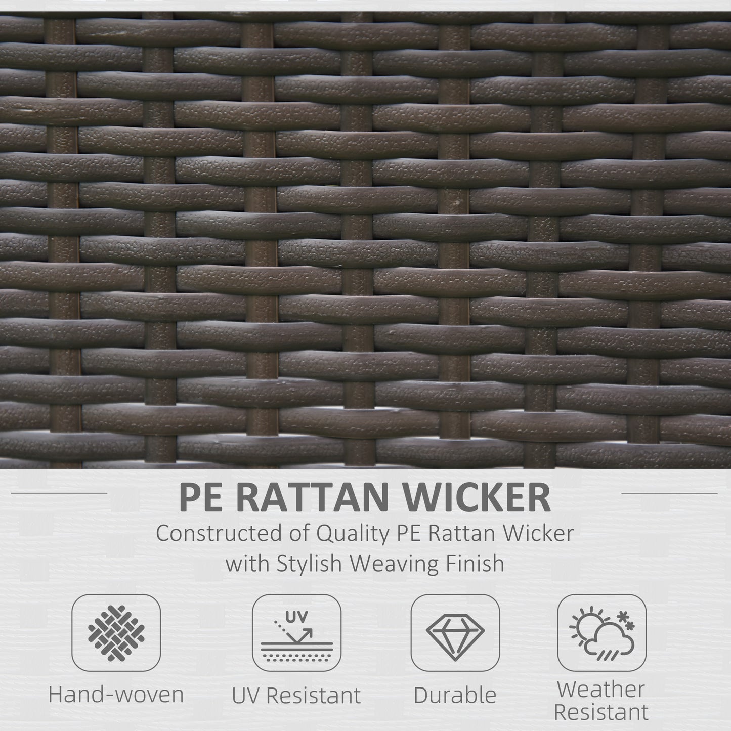 Outsunny 2 Pieces Outdoor PE Rattan Dining Chairs Set with Cushion, Garden Armchair with Armrests, High Backrest, Metal Frame Patio Wicker Furniture, Coffee