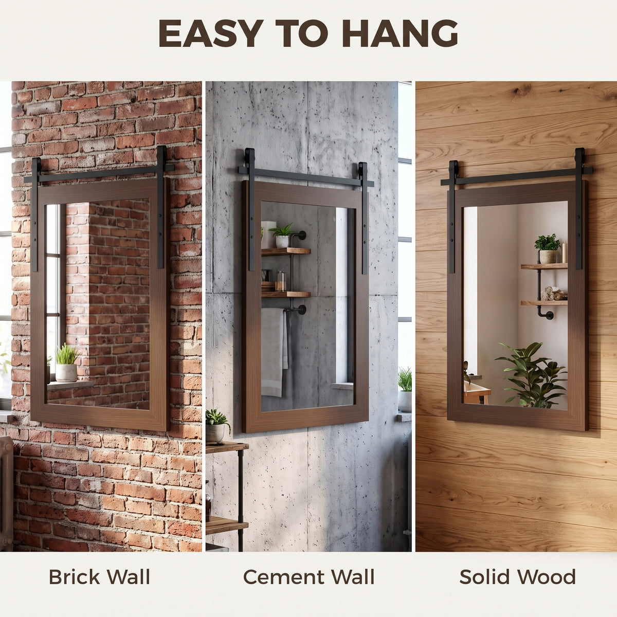 HOMCOM 86.5 x 61 cm Rectangle Mirror, Farmhouse Wall Mirror for Living Room, Bedroom, Hallway, Dark Brown