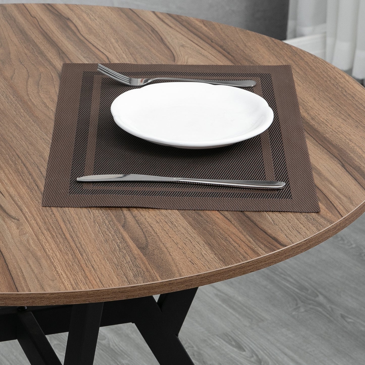 HOMCOM Dining Table, Round Kitchen Table with Black Legs, Anti-slip Foot Pads for Living Room, Dining Room 90 x 76 cm, Brown