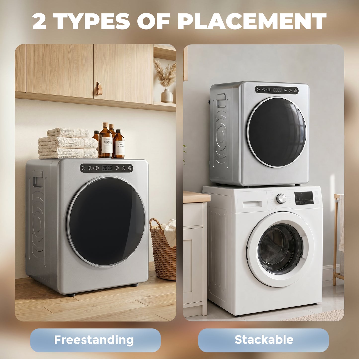 HOMCOM 5kg Compact 40-60â„ƒ  Tumble Dryer - Silver Tone