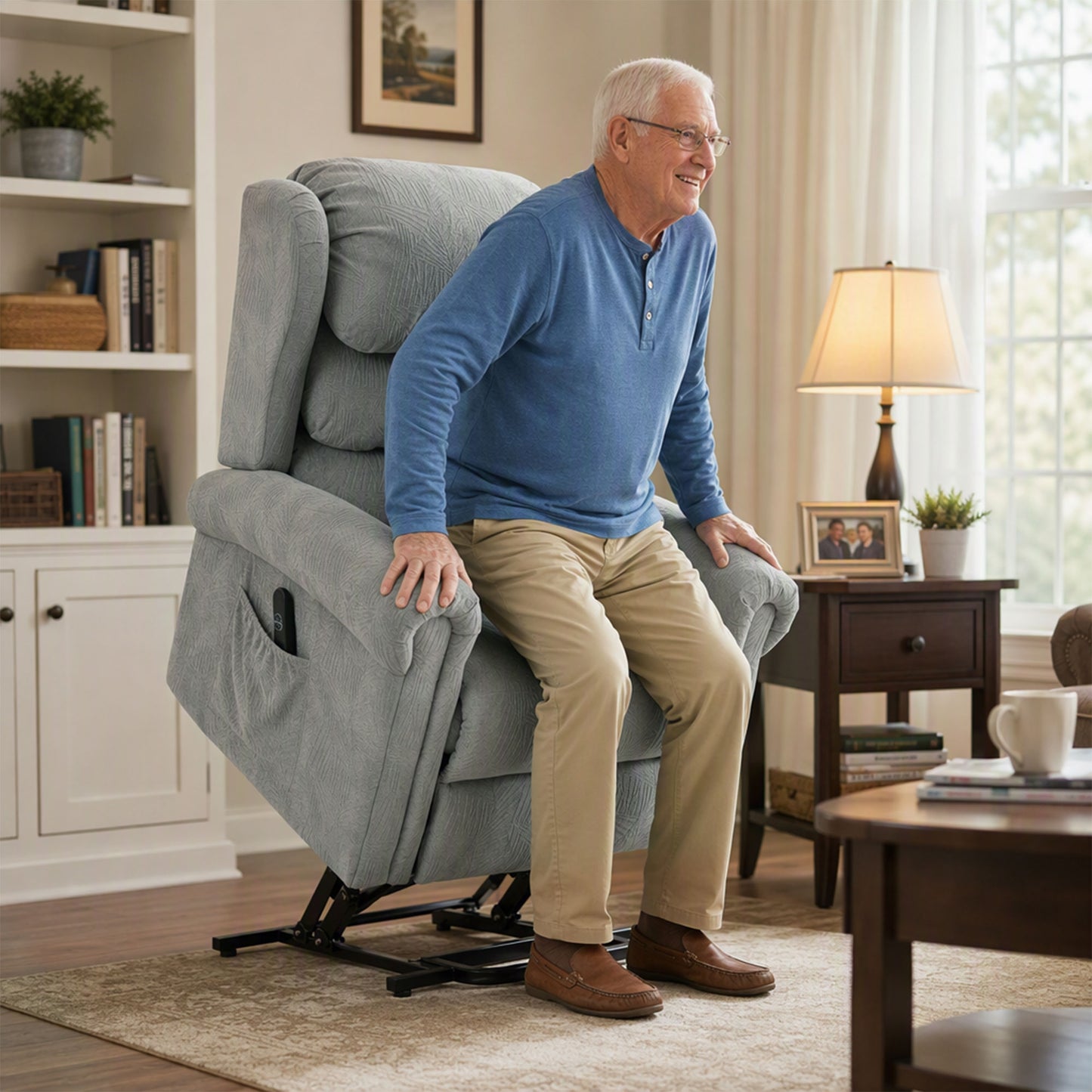 HOMCOM Velvet-Feel Electric Riser Recliner Chair - Grey