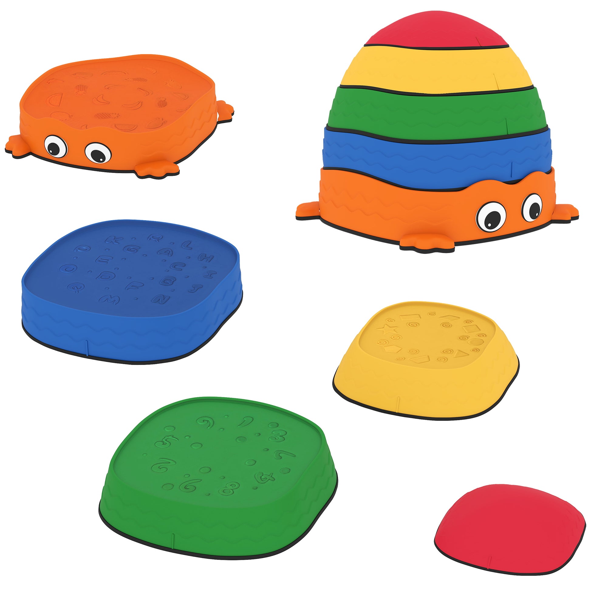 AIYAPLAY 5PCS Sensory Stepping Stones for Toddlers, Frog-Shaped Kids Stepping Stones Set with Anti-Slip Edging for Ages 2-8 Default Title