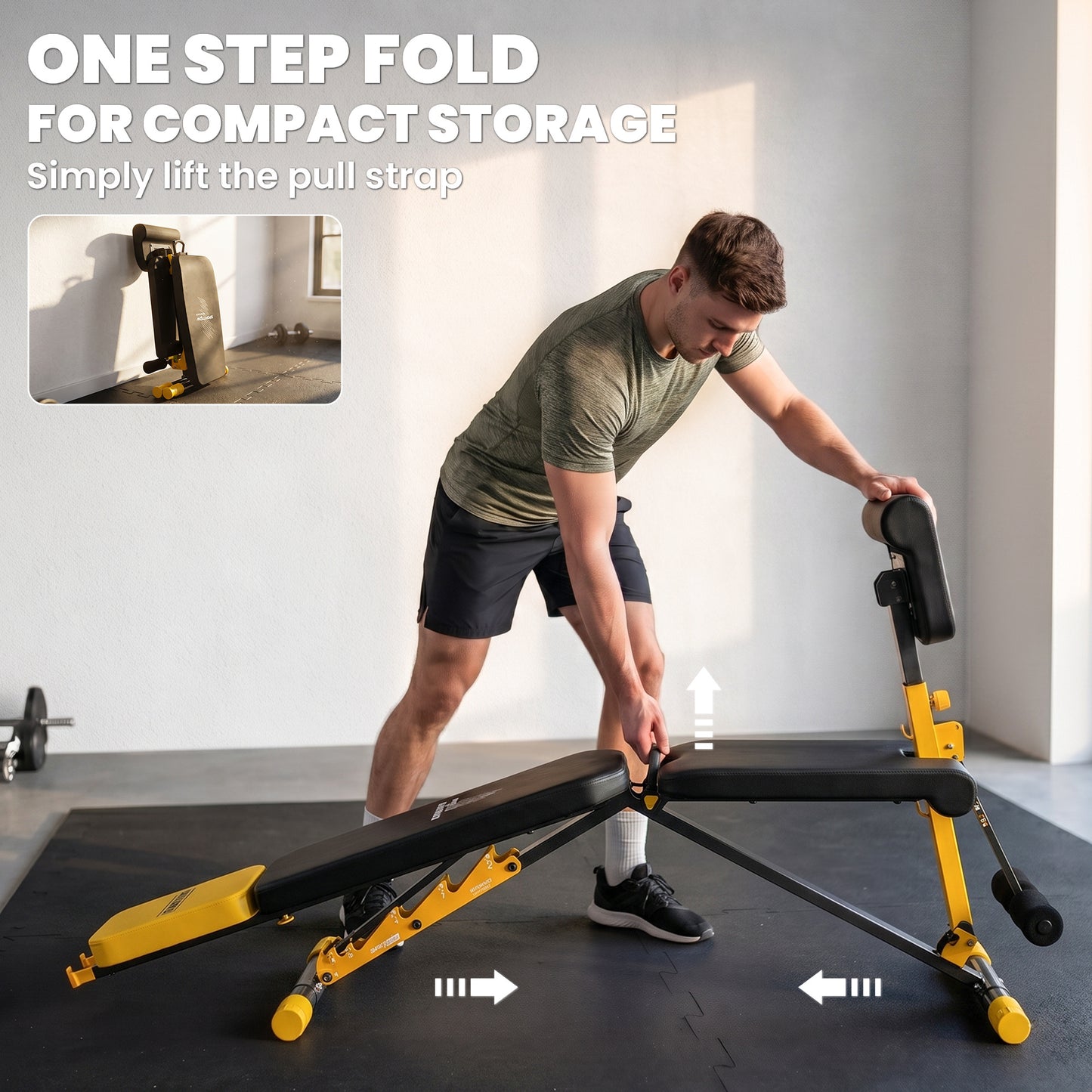 SPORTNOW Adjustable Weight Bench for Home Gym, 300kg Incline Decline Flat Foldable Bench Press with 7 Backrest Positions, Yellow