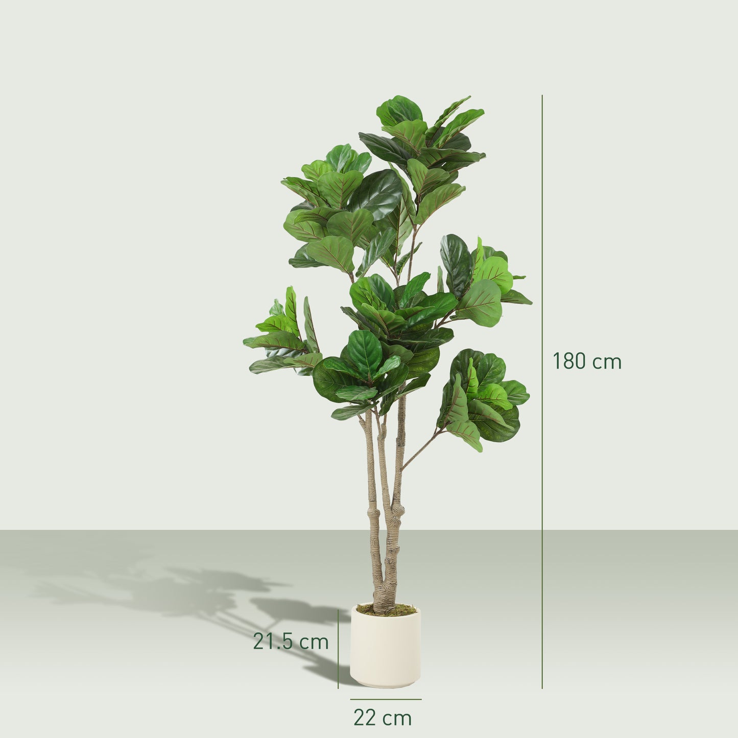 HOMCOM 180cm Artificial Fiddle Leaf Fig Tree - Green